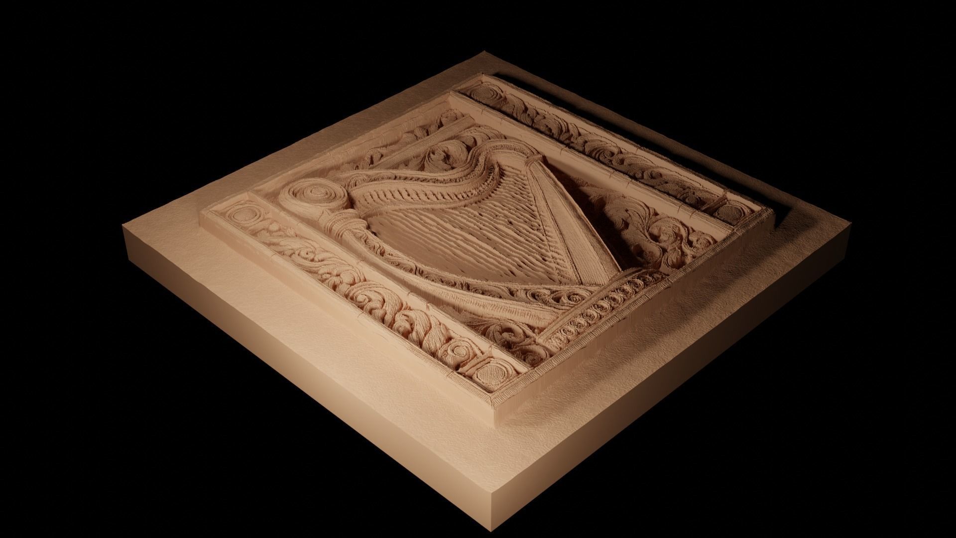 Harp CNC 3d Print High Relief Sand Casting 3D print model_2