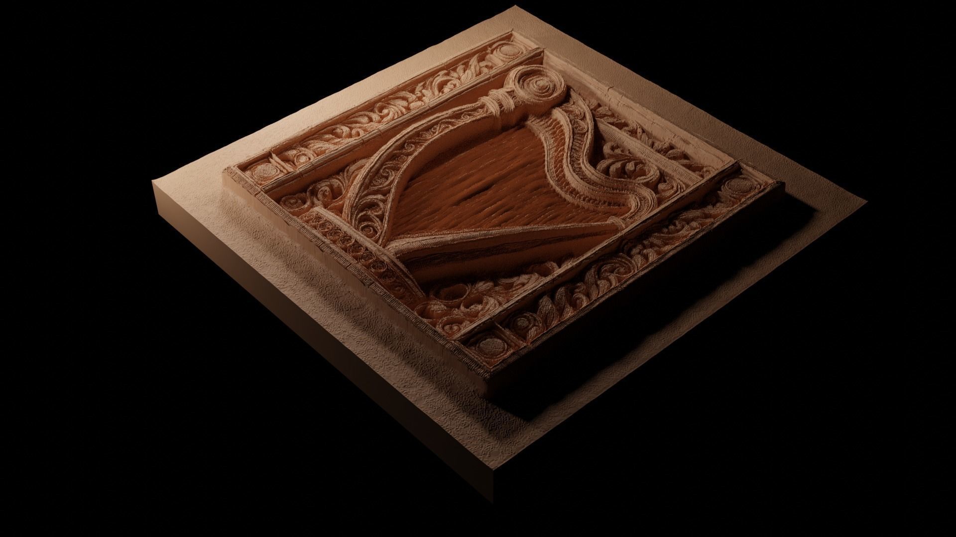 Harp CNC 3d Print High Relief Sand Casting 3D print model_1