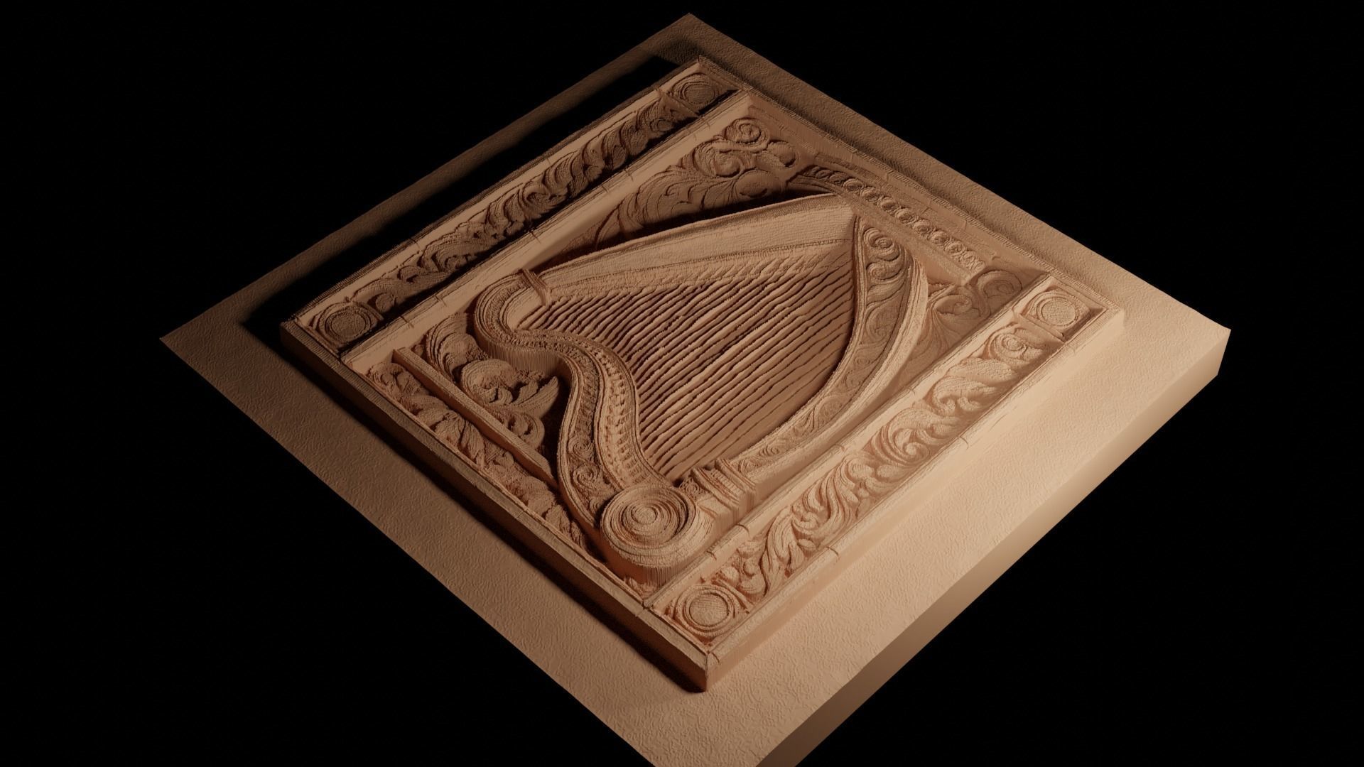 Harp CNC 3d Print High Relief Sand Casting 3D print model_4