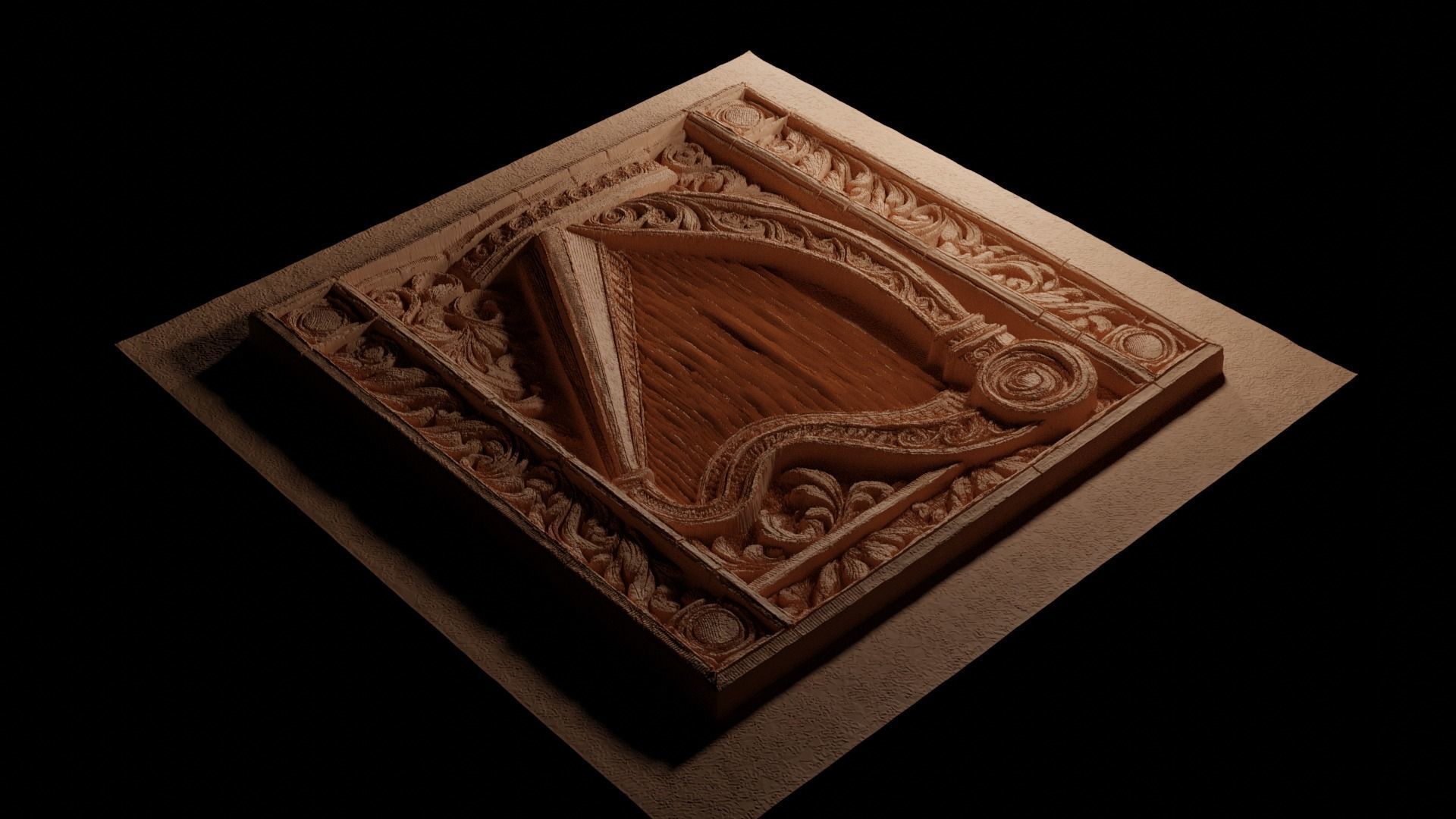 Harp CNC 3d Print High Relief Sand Casting 3D print model_3