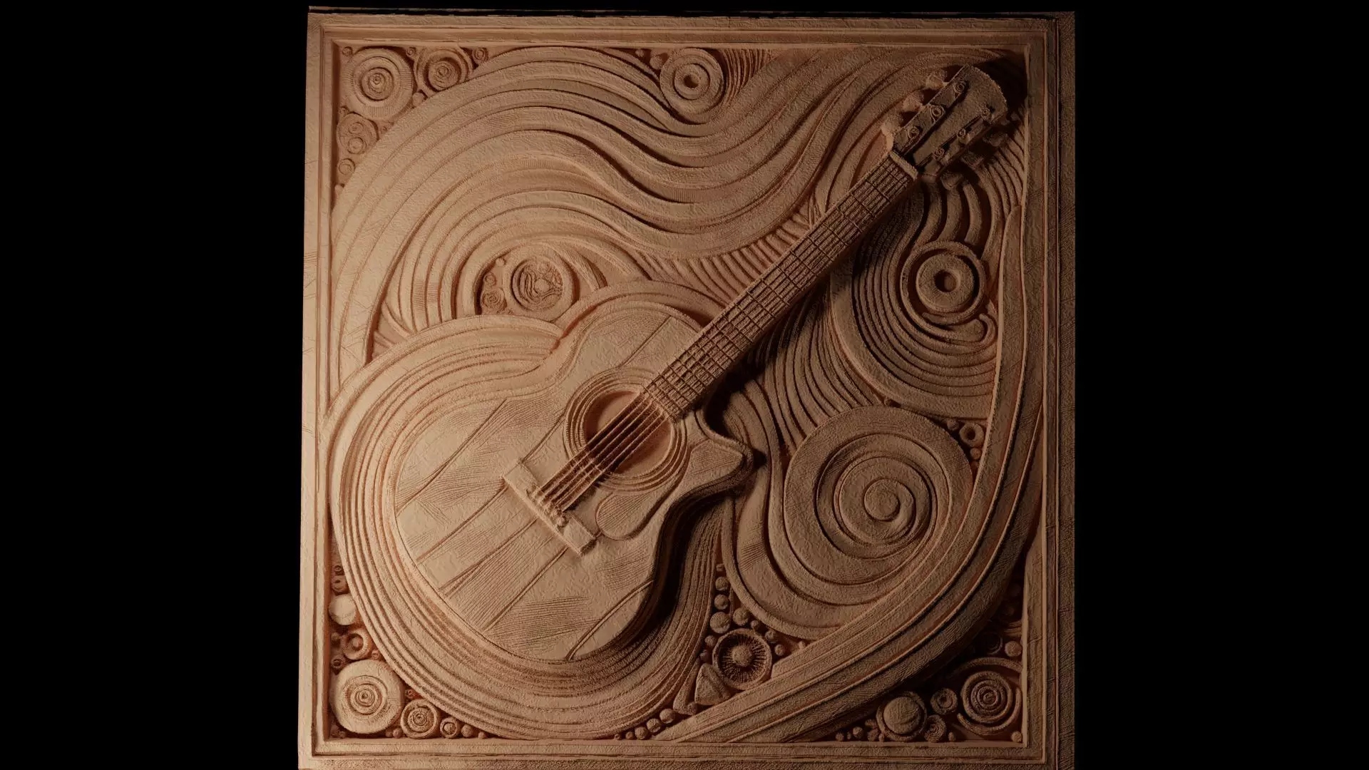 Guitar CNC 3d Print High Relief Sand Casting 3D print model_0