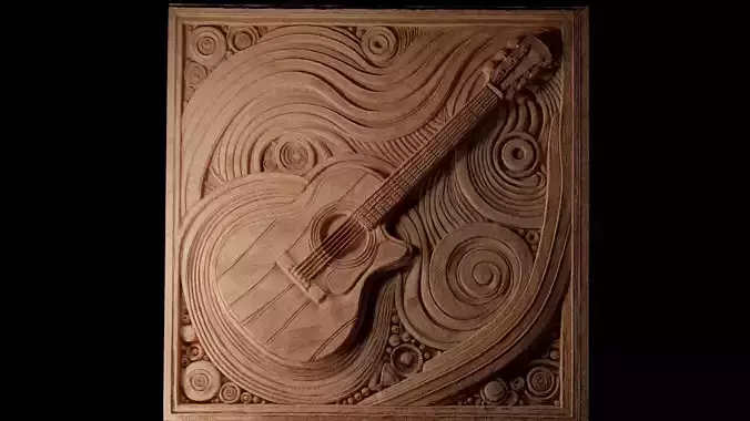 Guitar CNC 3d Print High Relief Sand Casting 3D print model Guitar CNC 3d Print High Relief Sand Casting 3D print model