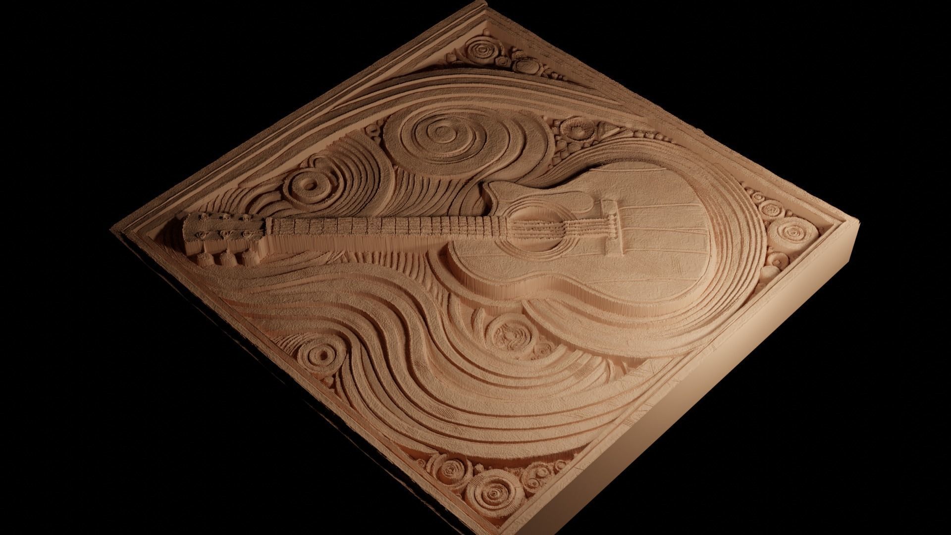 Guitar CNC 3d Print High Relief Sand Casting 3D print model_4