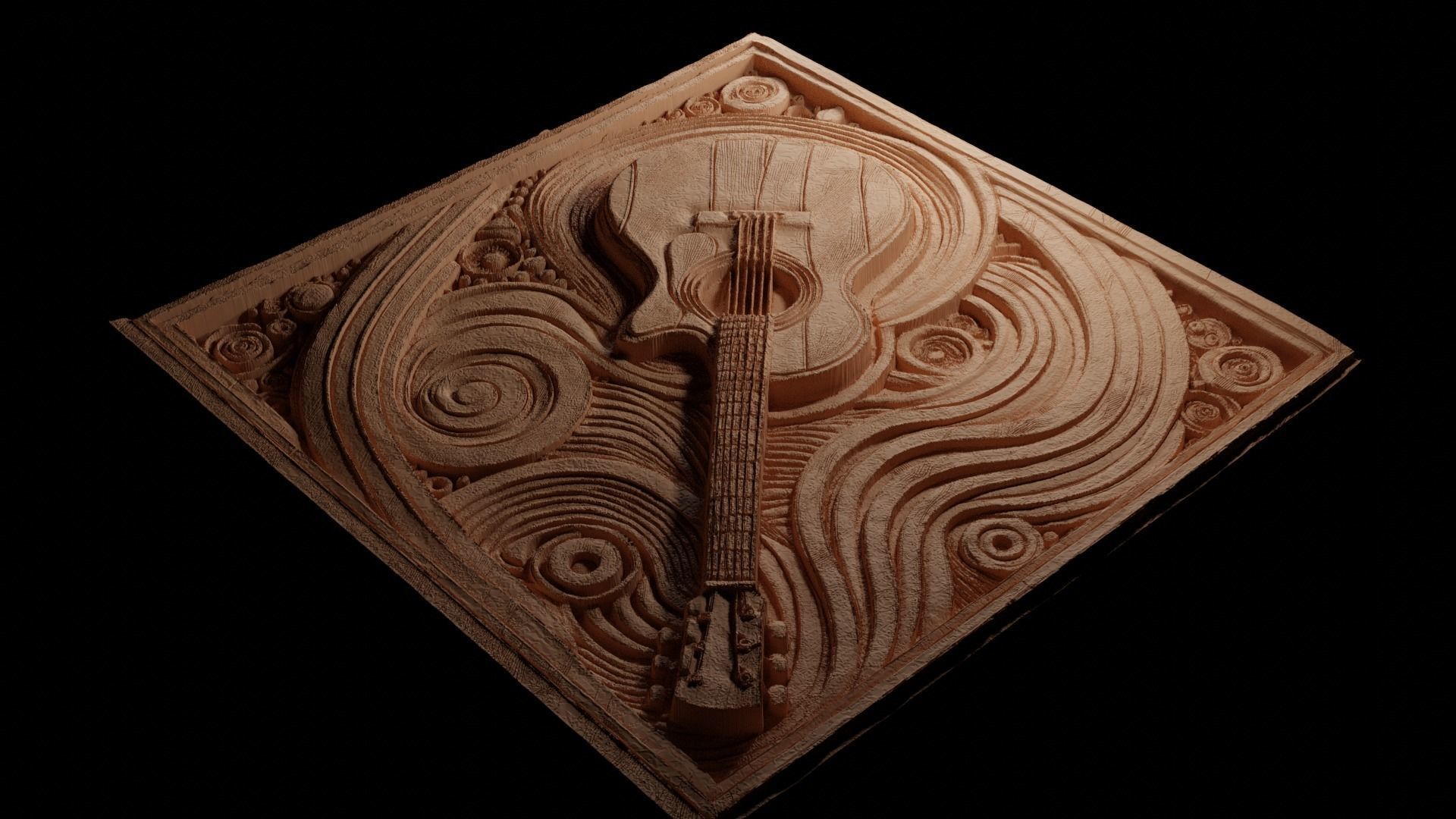 Guitar CNC 3d Print High Relief Sand Casting 3D print model_3