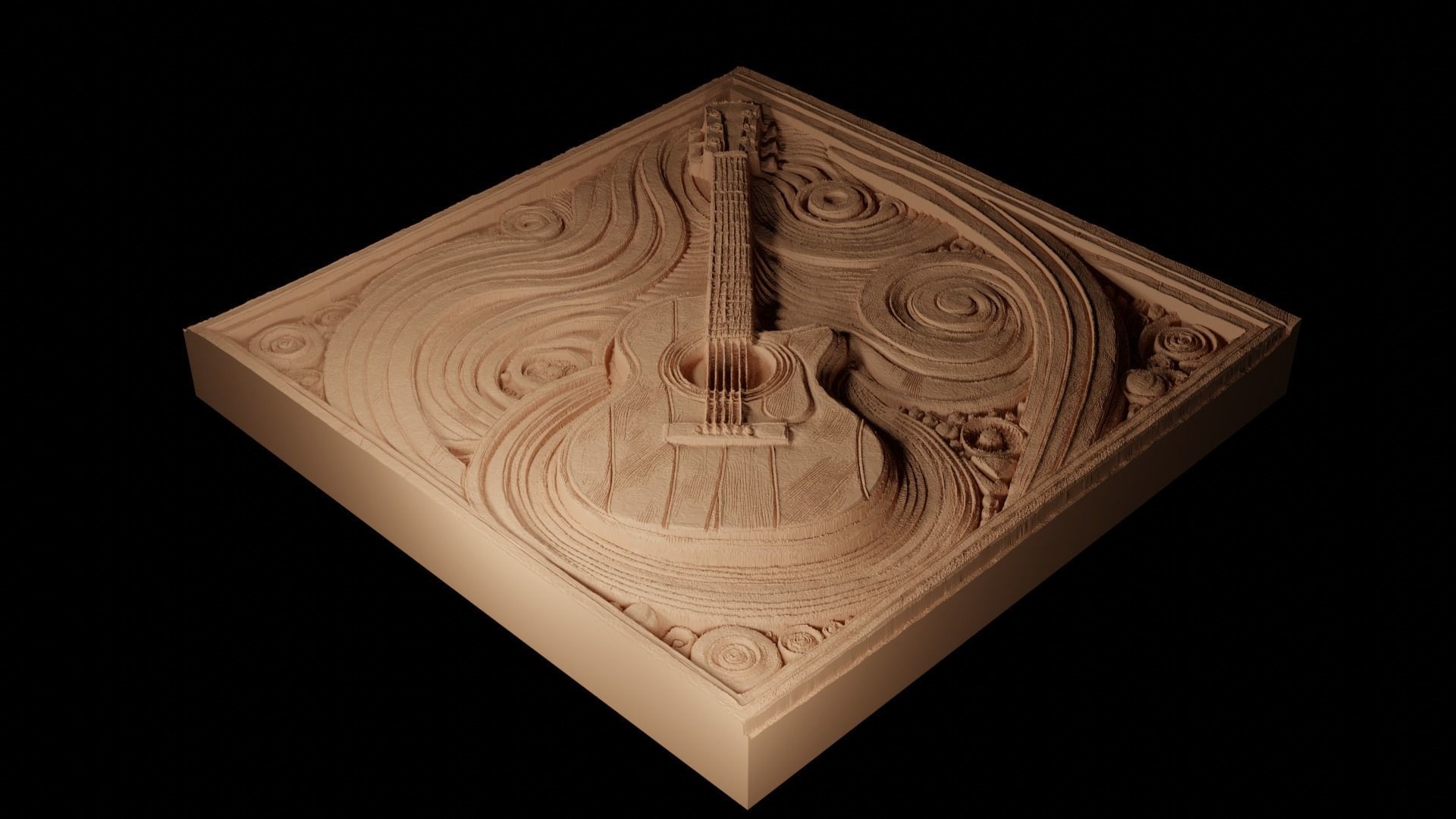 Guitar CNC 3d Print High Relief Sand Casting 3D print model_2