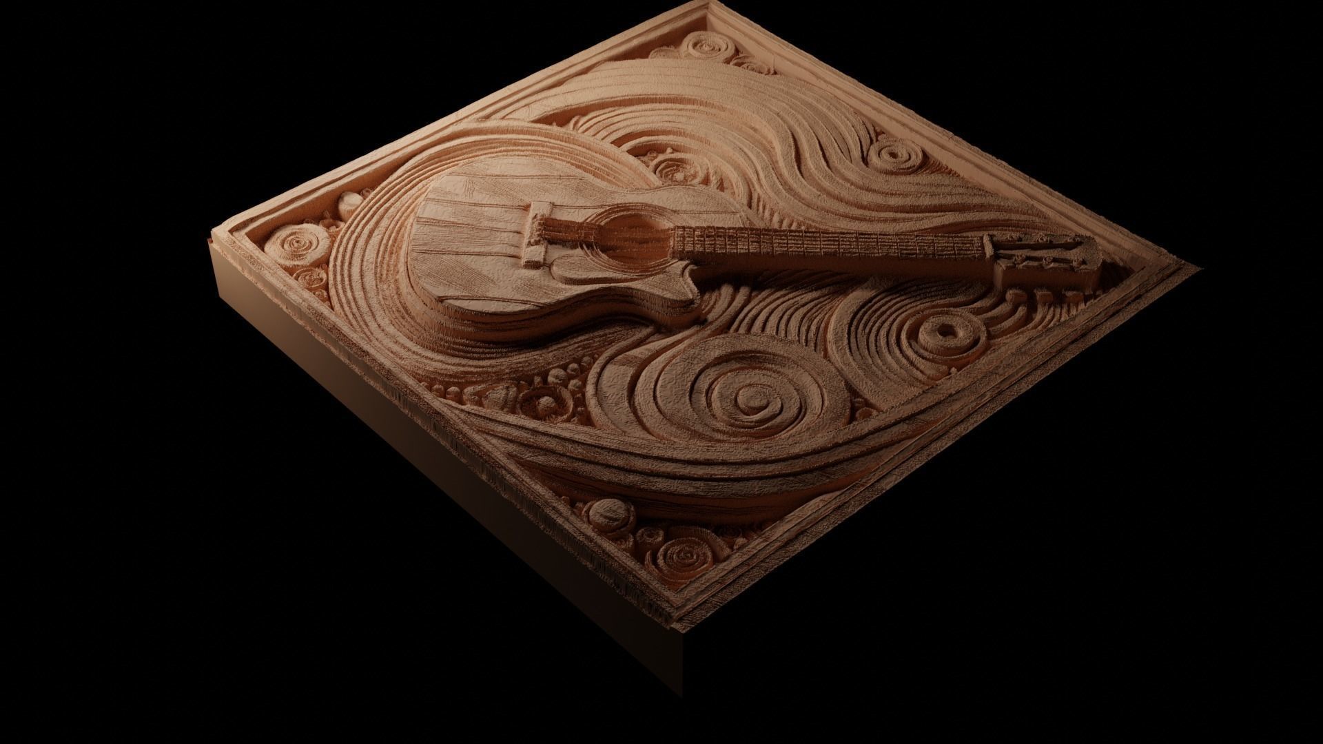 Guitar CNC 3d Print High Relief Sand Casting 3D print model_1