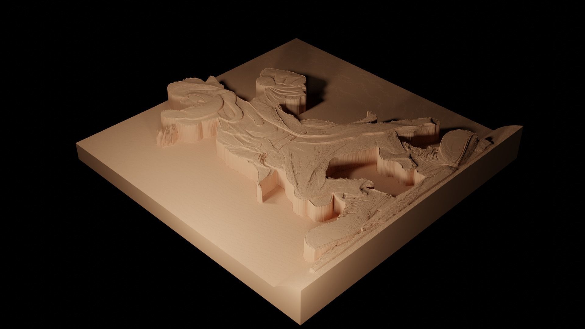 Goofy CNC 3d Print High Relief Sand Casting 3D print model_2