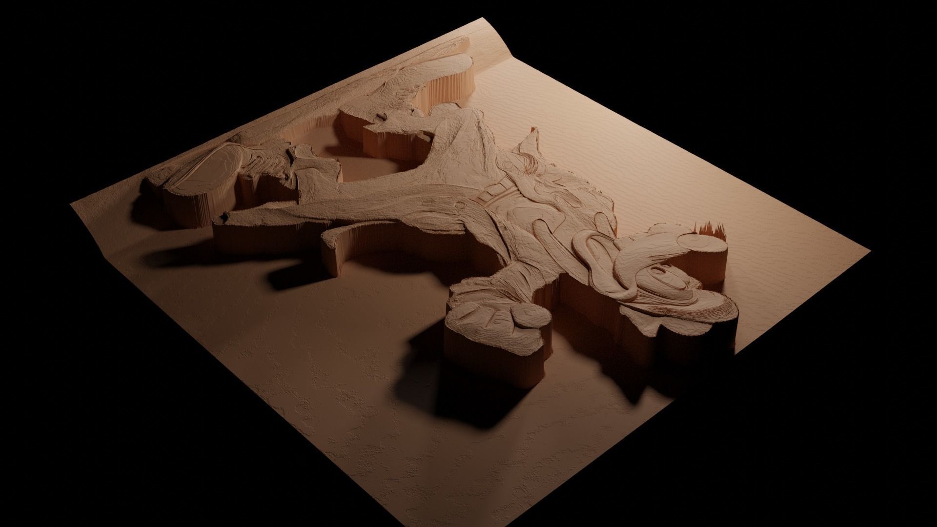 Goofy CNC 3d Print High Relief Sand Casting 3D print model_3