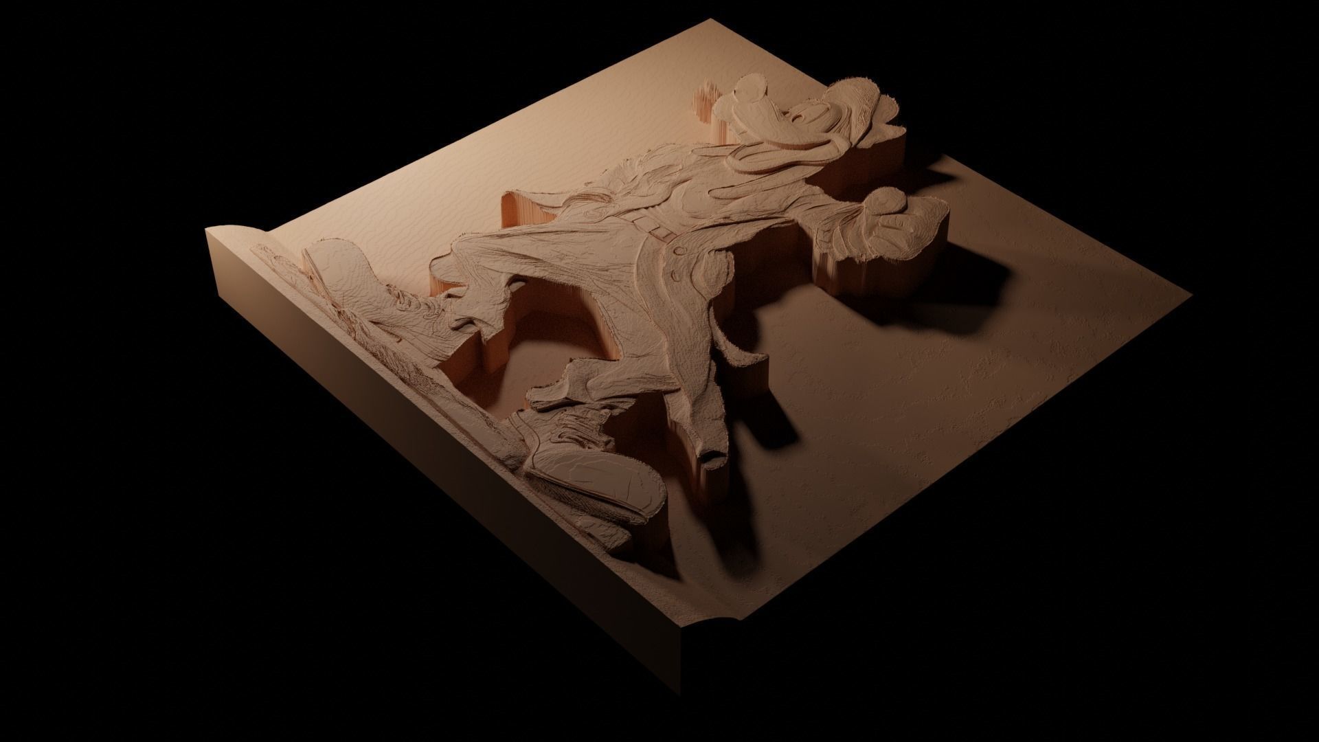 Goofy CNC 3d Print High Relief Sand Casting 3D print model_1