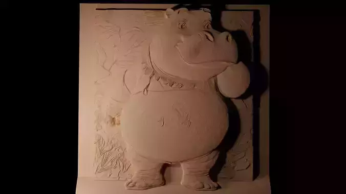 Gloria the Hippo CNC 3d Print High Relief Sand Casting 3D print model