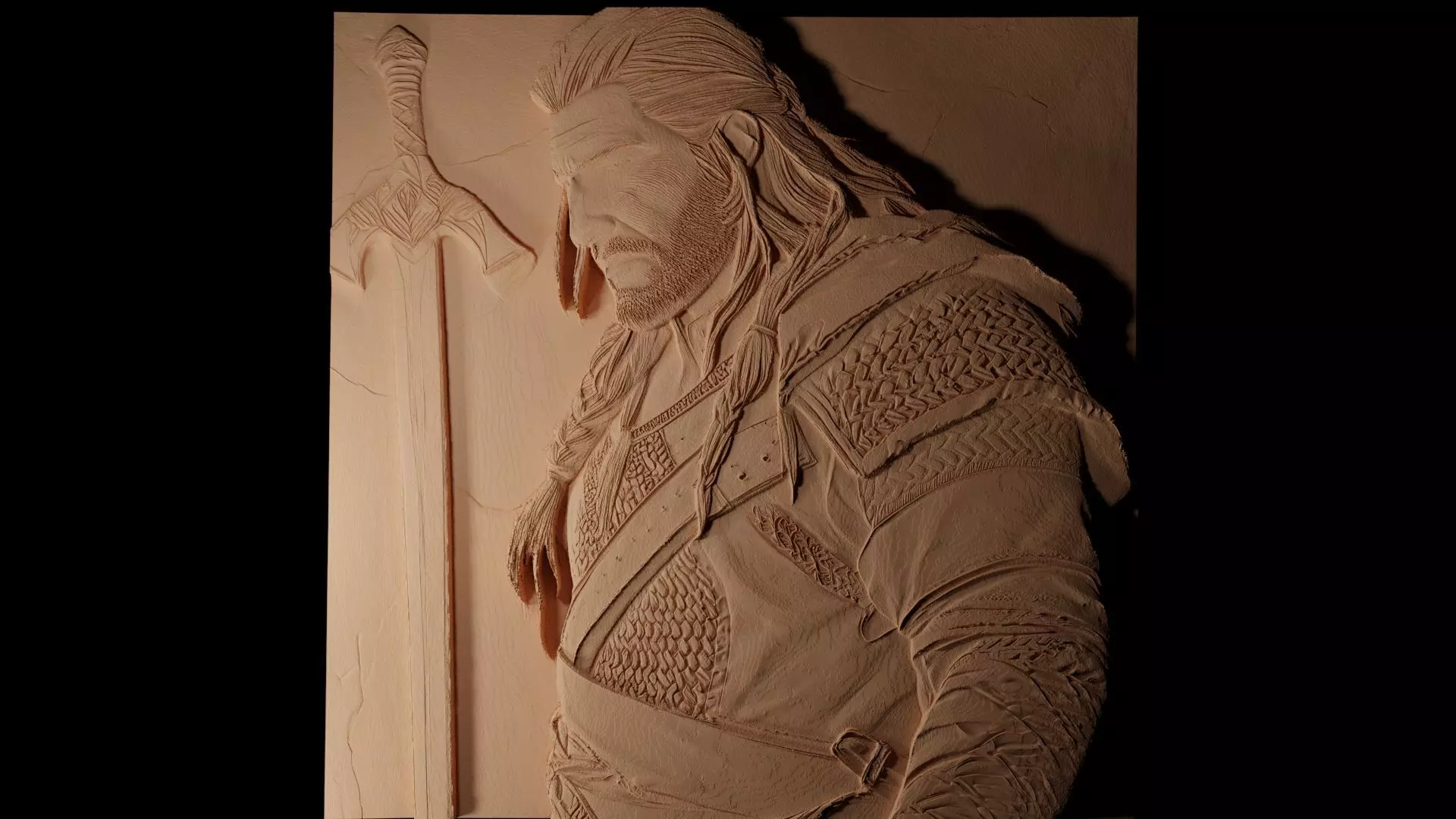 Geralt The Witcher CNC 3d Print High Relief Sand Casting 3D print model_0