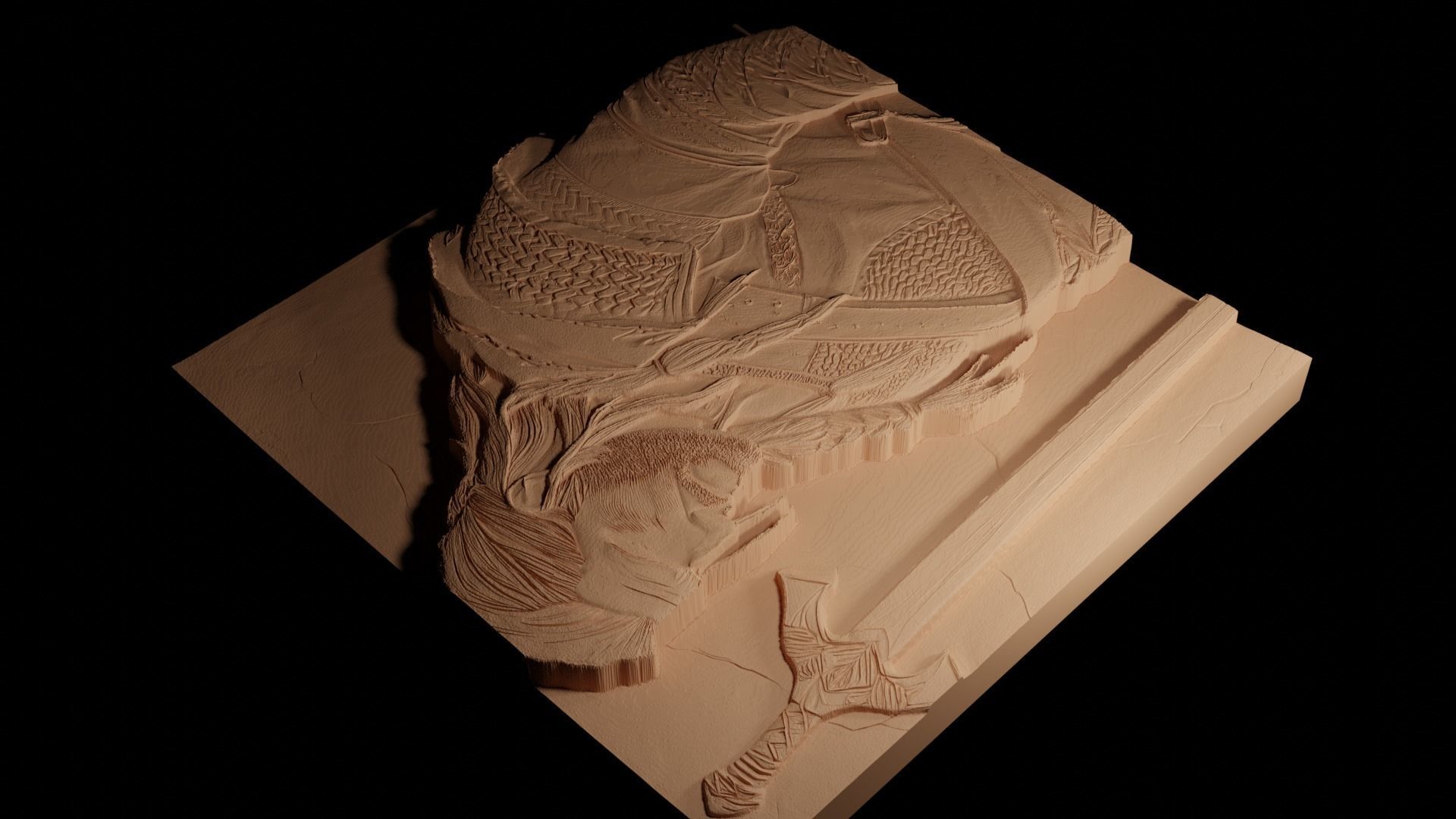 Geralt The Witcher CNC 3d Print High Relief Sand Casting 3D print model_4