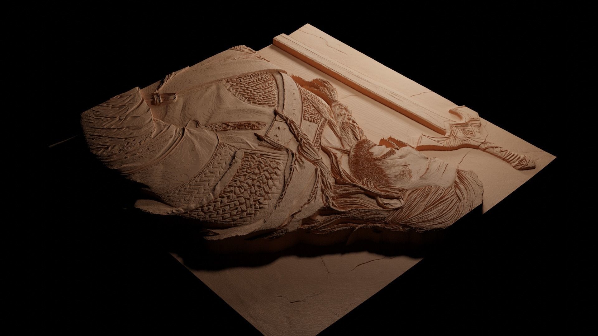 Geralt The Witcher CNC 3d Print High Relief Sand Casting 3D print model_3