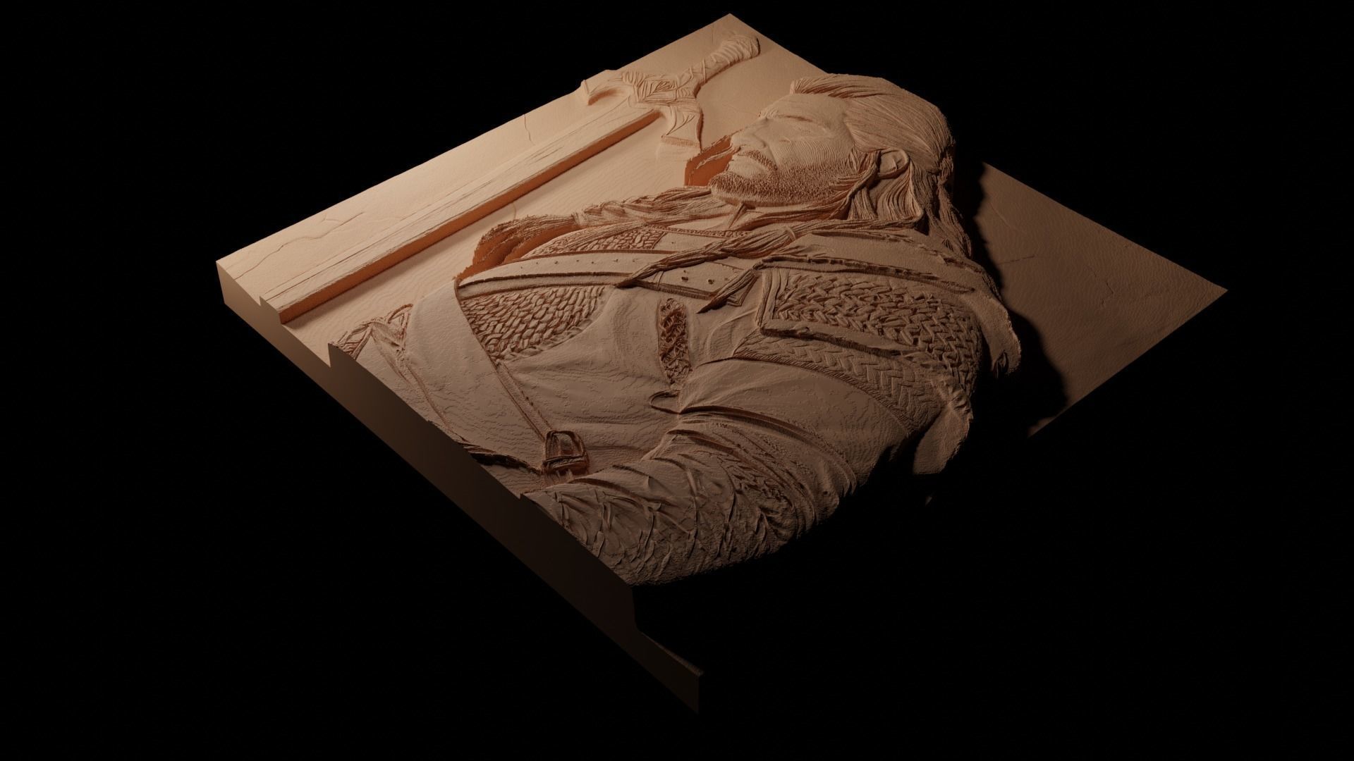 Geralt The Witcher CNC 3d Print High Relief Sand Casting 3D print model_1