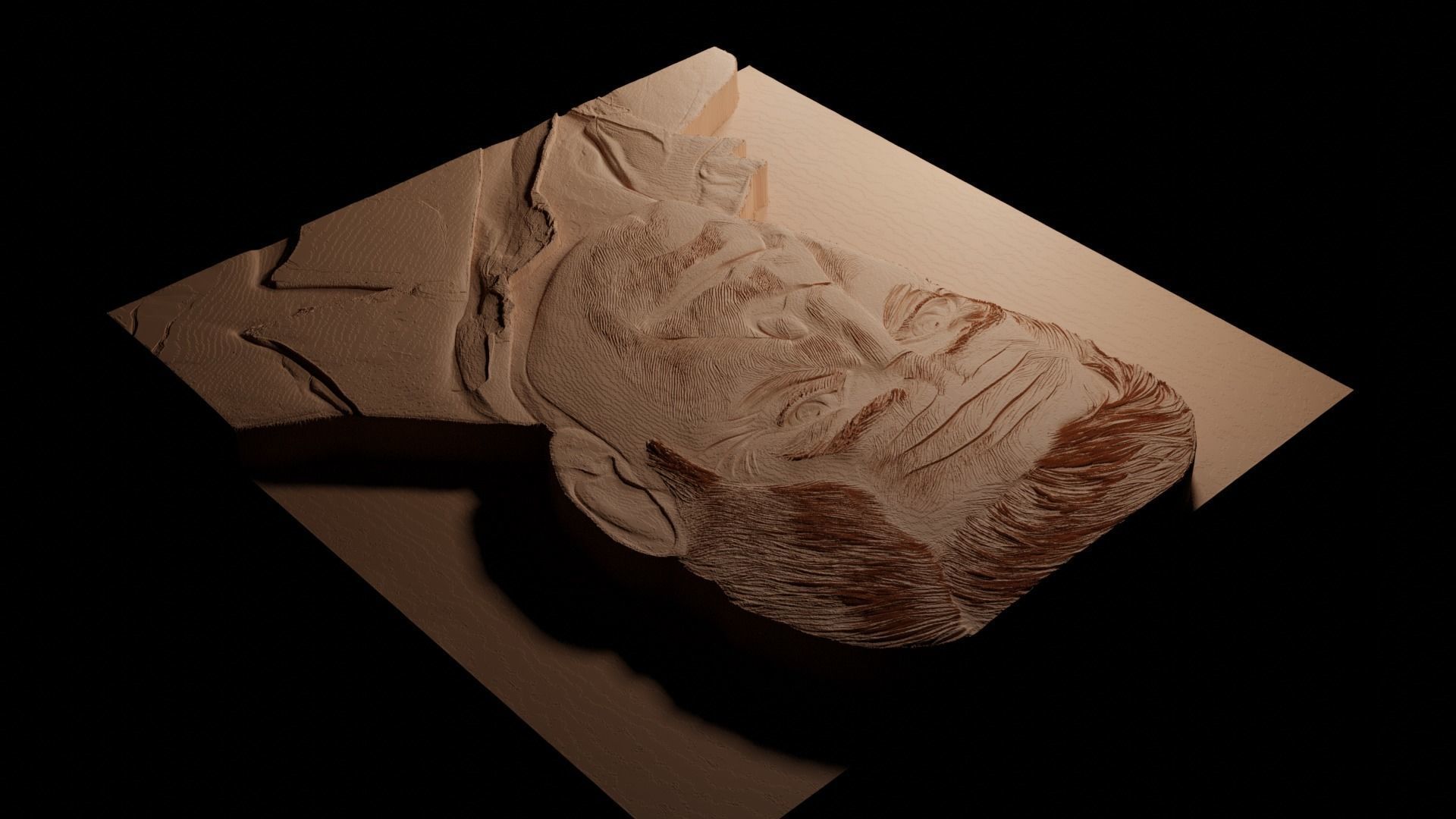 George Clooney CNC 3d Print High Relief Sand Casting 3D print model_3