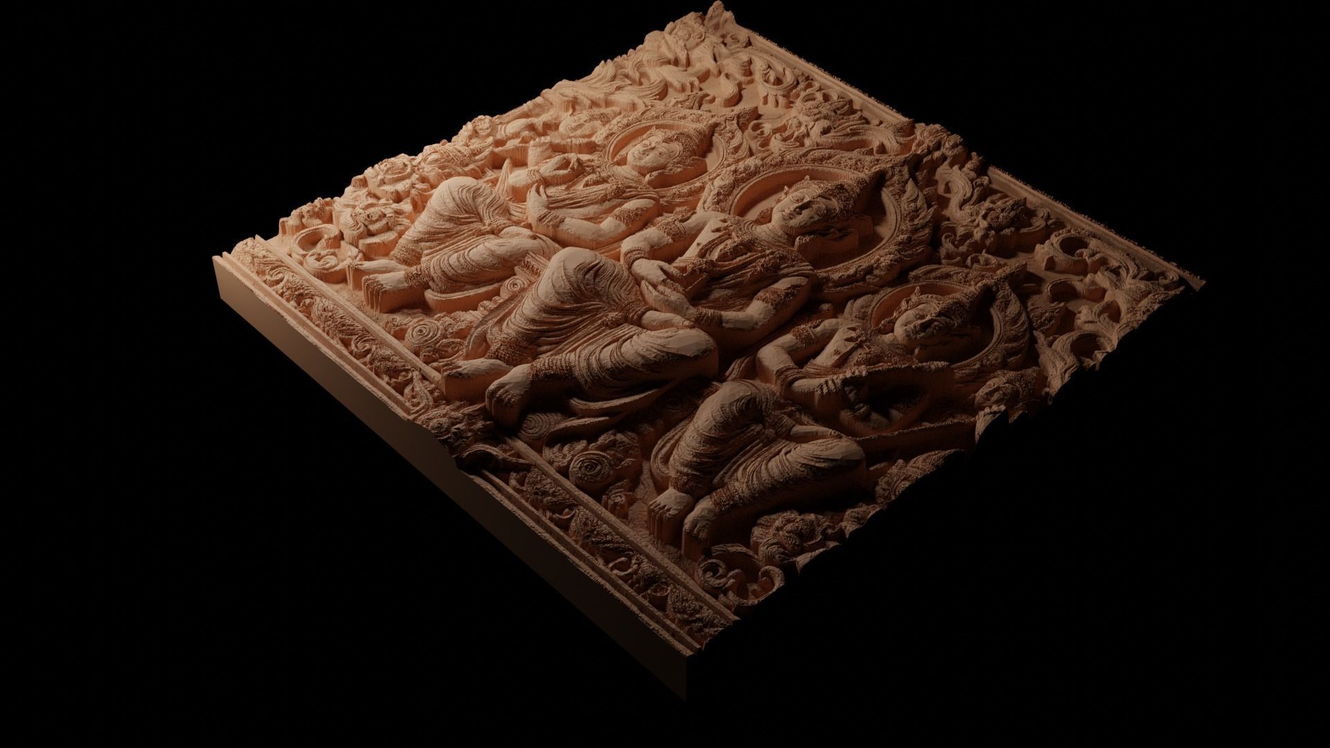 Garland CNC 3d Print High Relief Sand Casting 3D print model_1