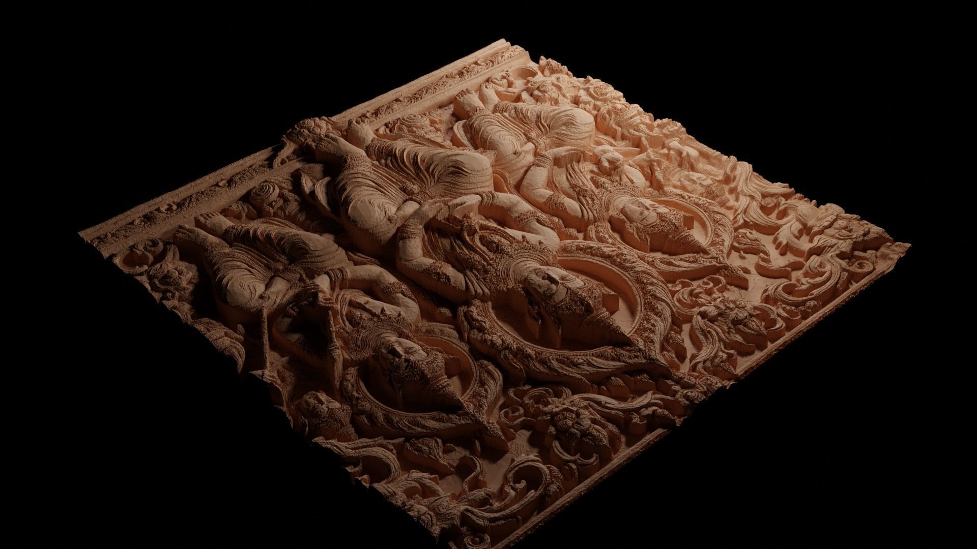 Garland CNC 3d Print High Relief Sand Casting 3D print model_3