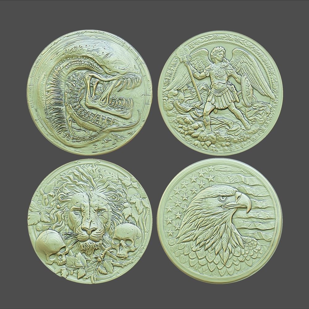 4 Coins 3D print model_1