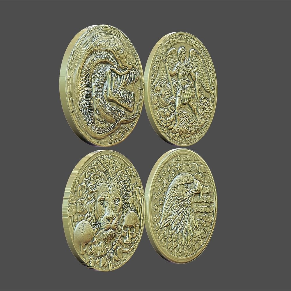 4 Coins 3D print model_4