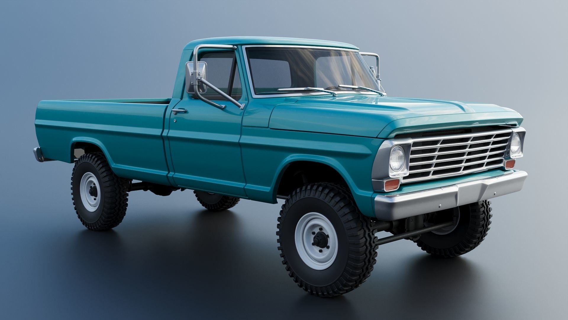 Pickup Truck F250 1969 3D print model_9