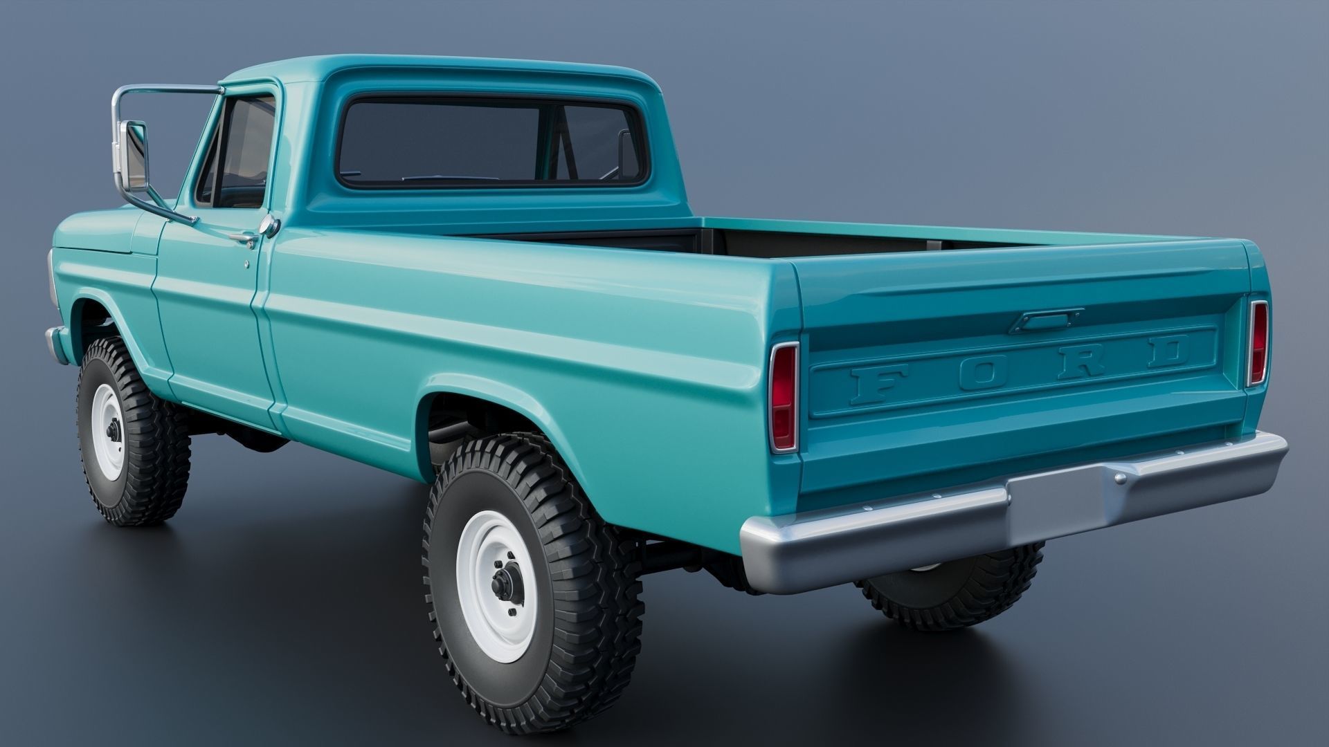 Pickup Truck F250 1969 3D print model_4