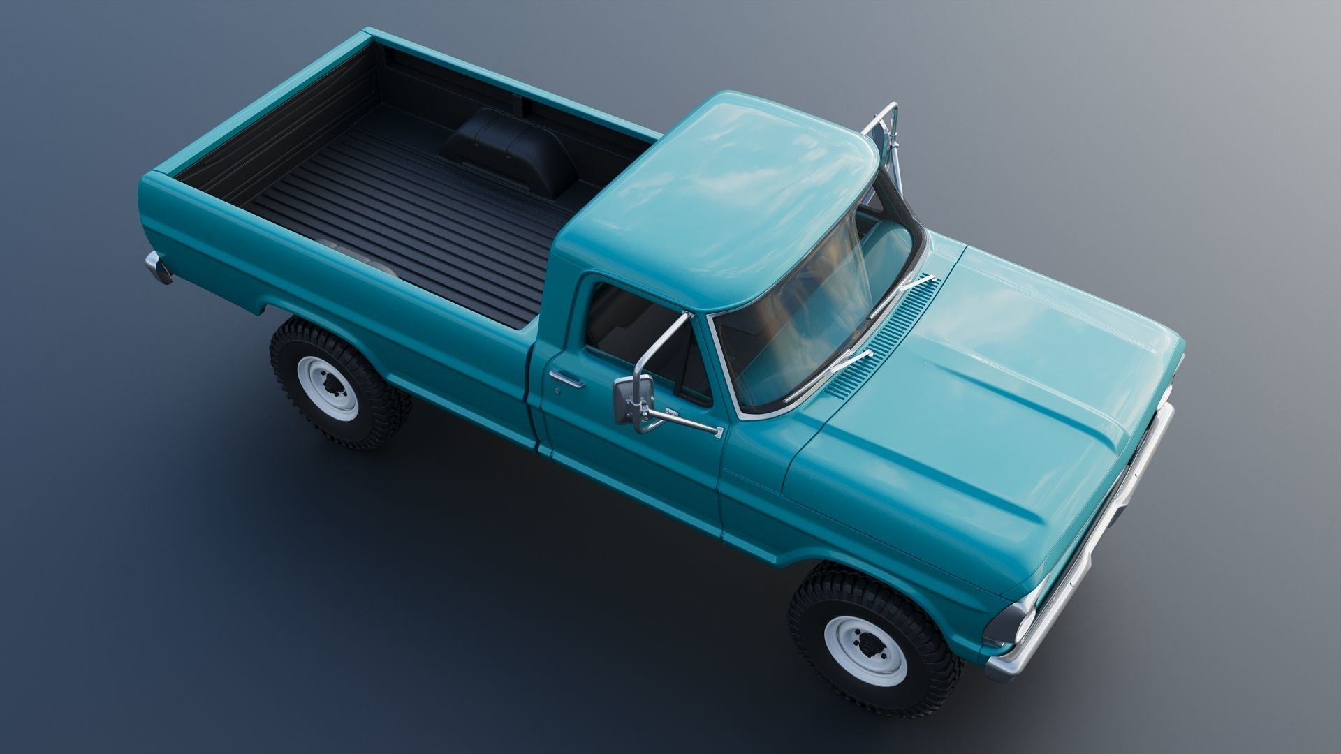 Pickup Truck F250 1969 3D print model_11