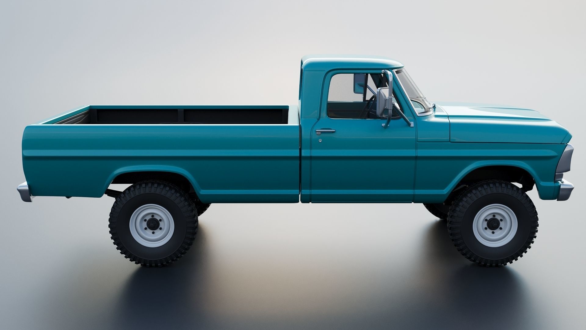 Pickup Truck F250 1969 3D print model_8
