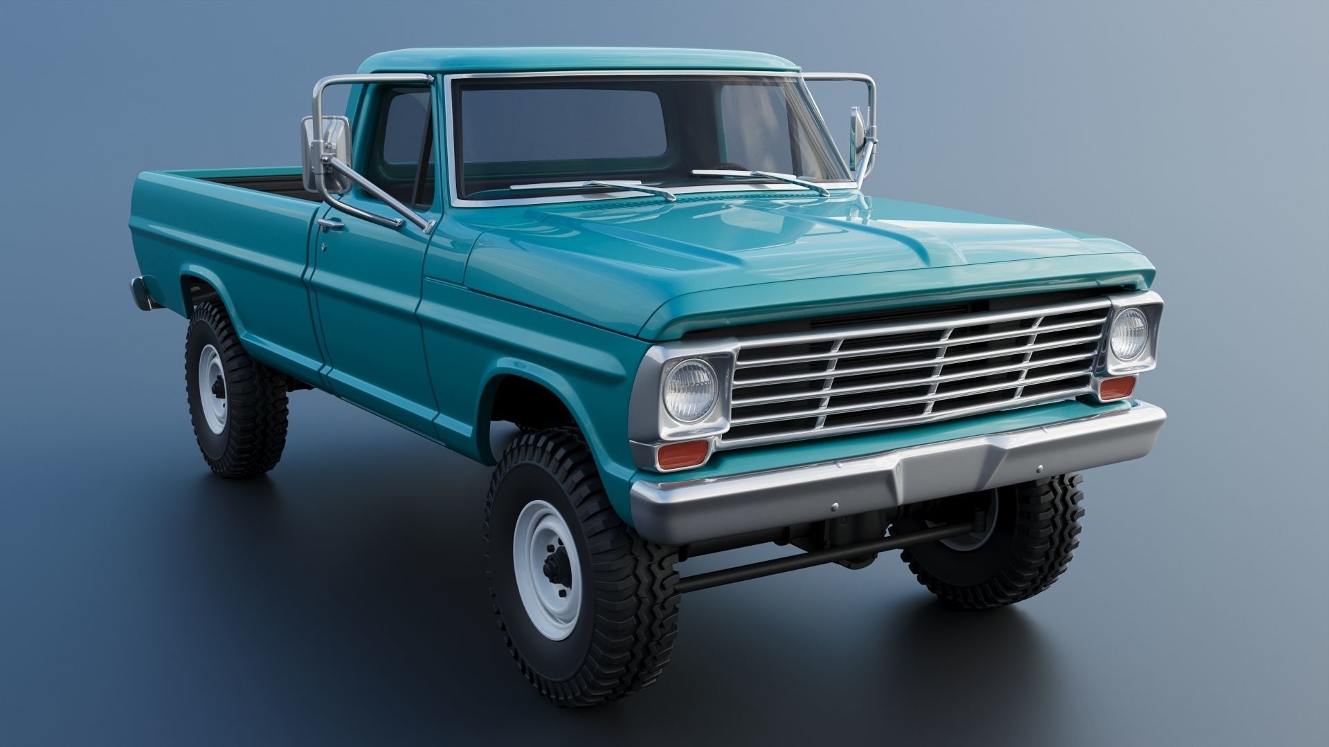 Pickup Truck F250 1969 3D print model_10
