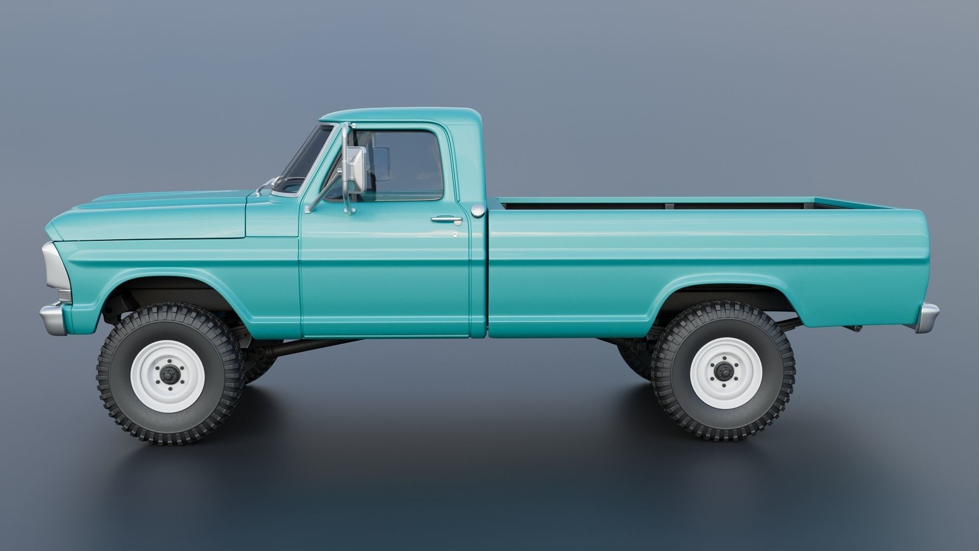 Pickup Truck F250 1969 3D print model_3