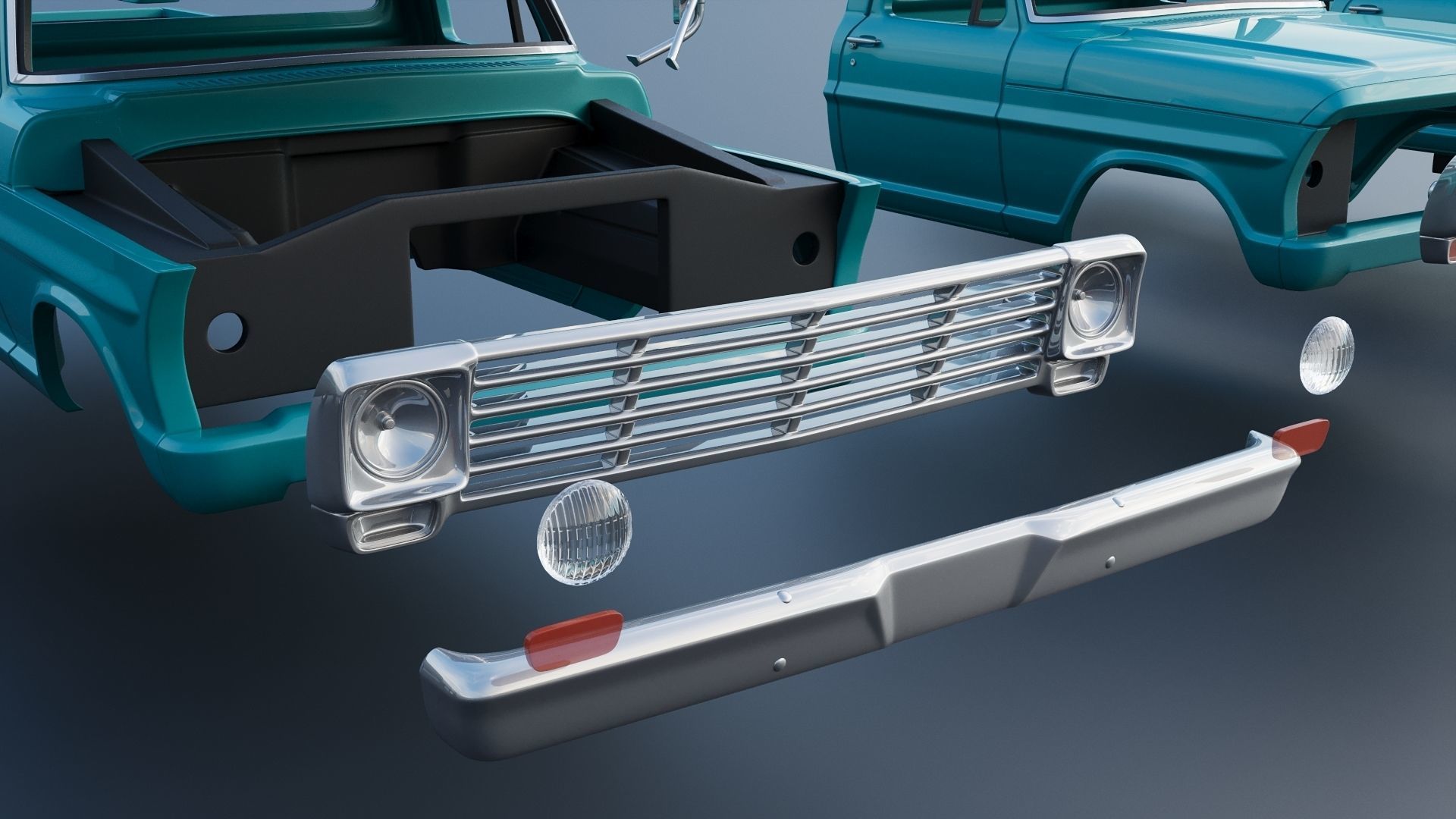 Pickup Truck F250 1969 3D print model_23