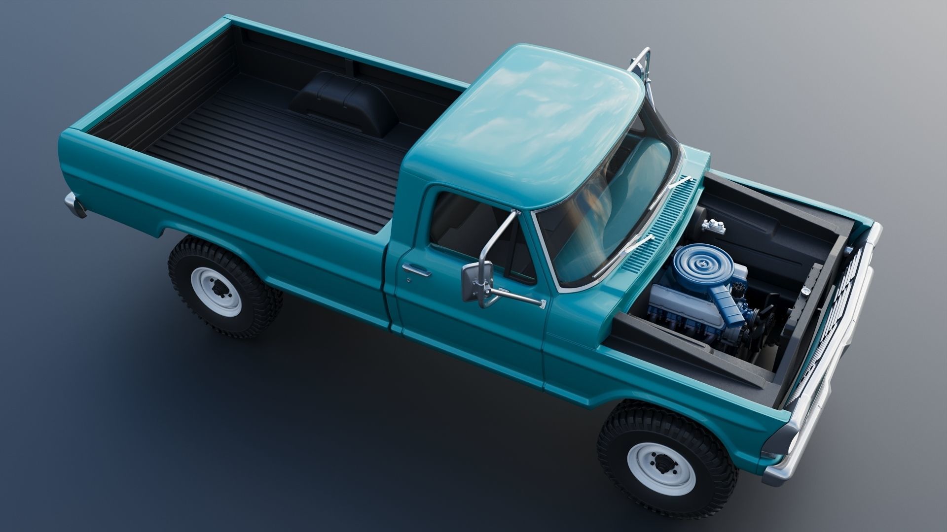 Pickup Truck F250 1969 3D print model_14