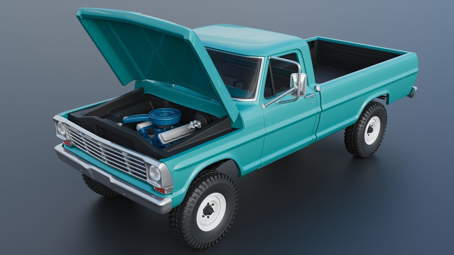 Pickup Truck F250 1969 3D print model_12