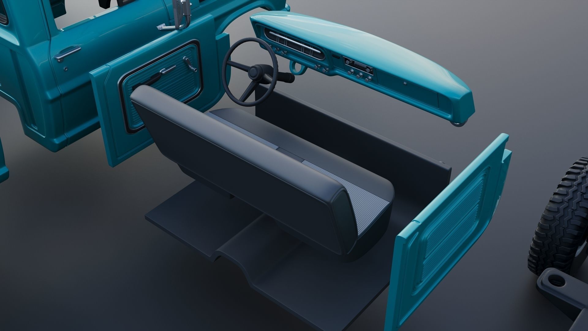 Pickup Truck F250 1969 3D print model_26