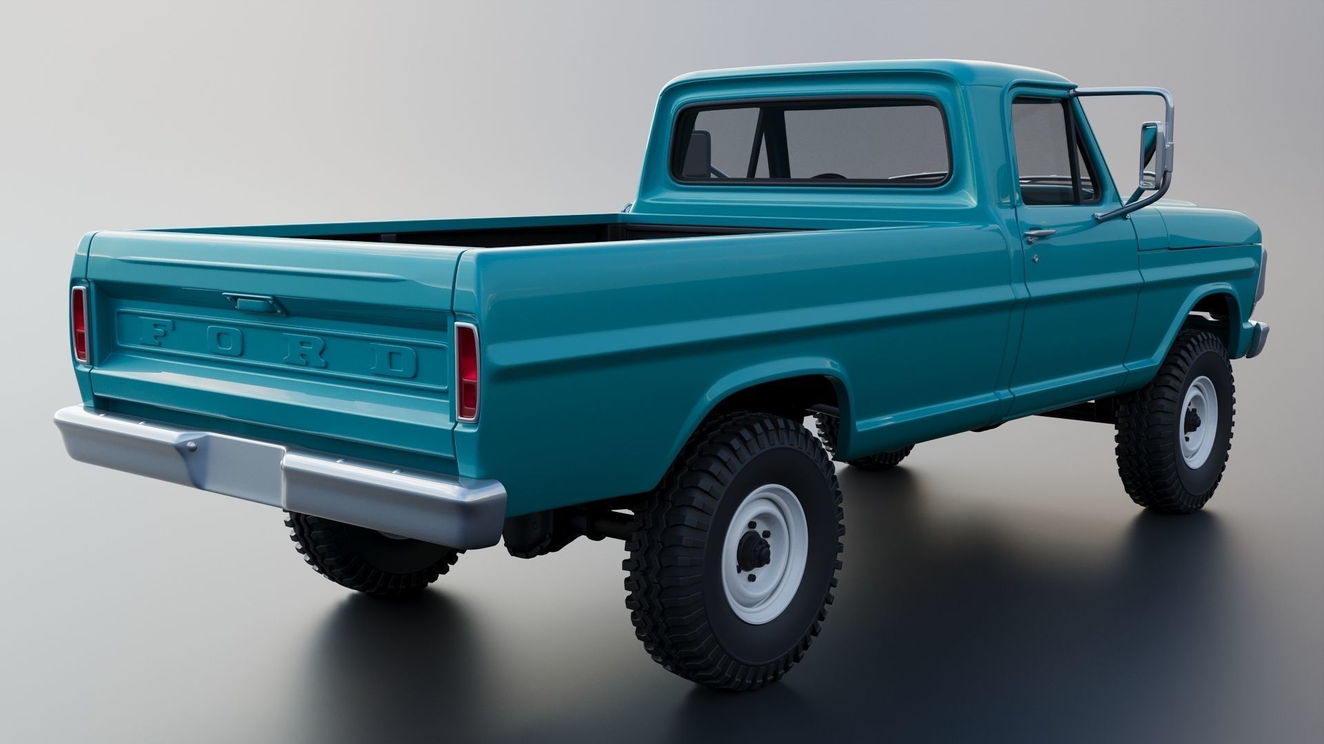 Pickup Truck F250 1969 3D print model_6
