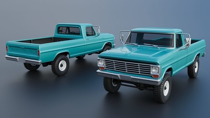 Pickup Truck F250 1969 3D print model 2