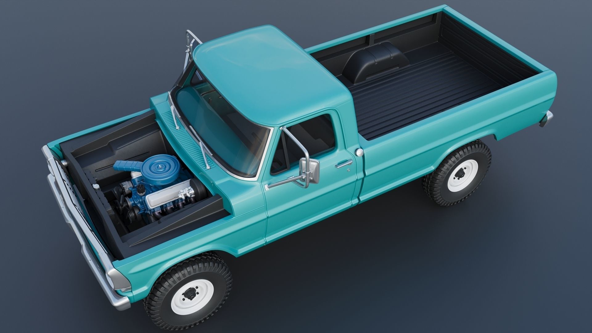 Pickup Truck F250 1969 3D print model_13