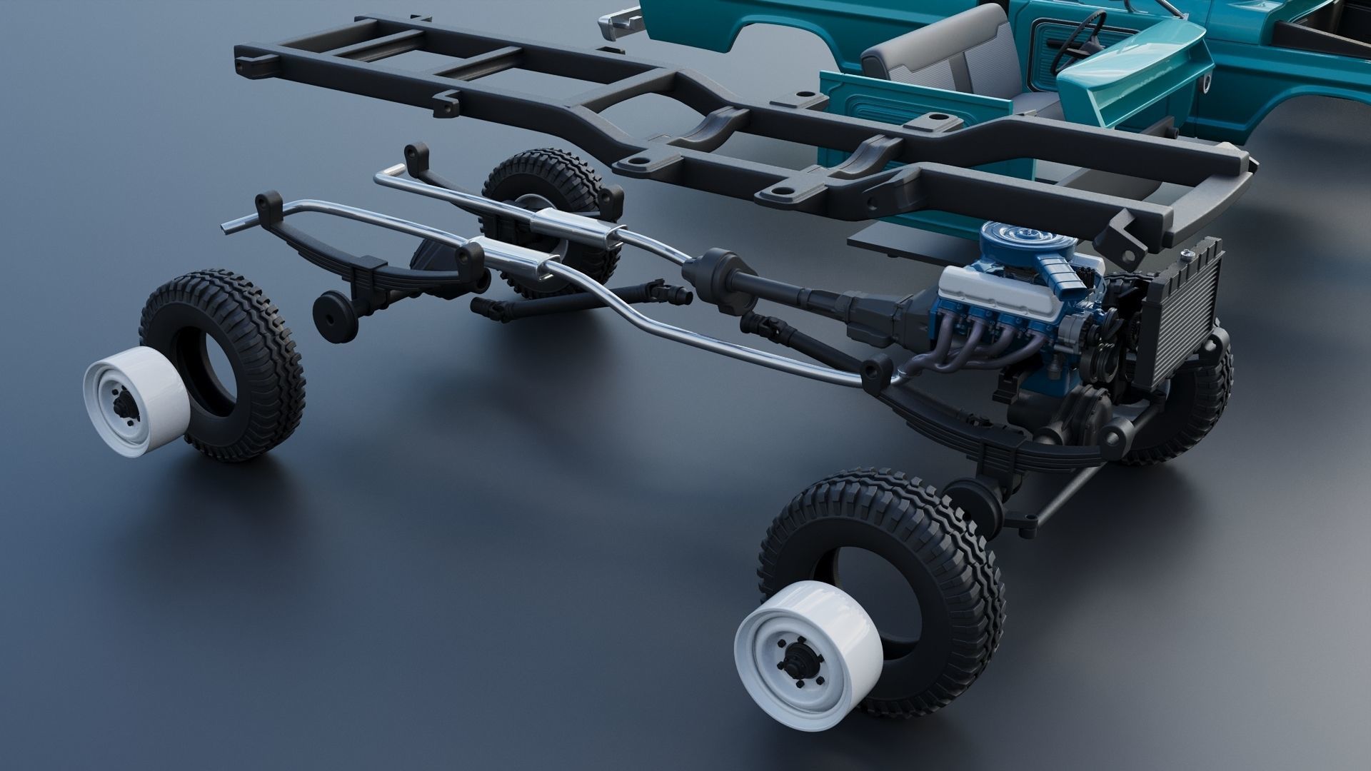 Pickup Truck F250 1969 3D print model_28