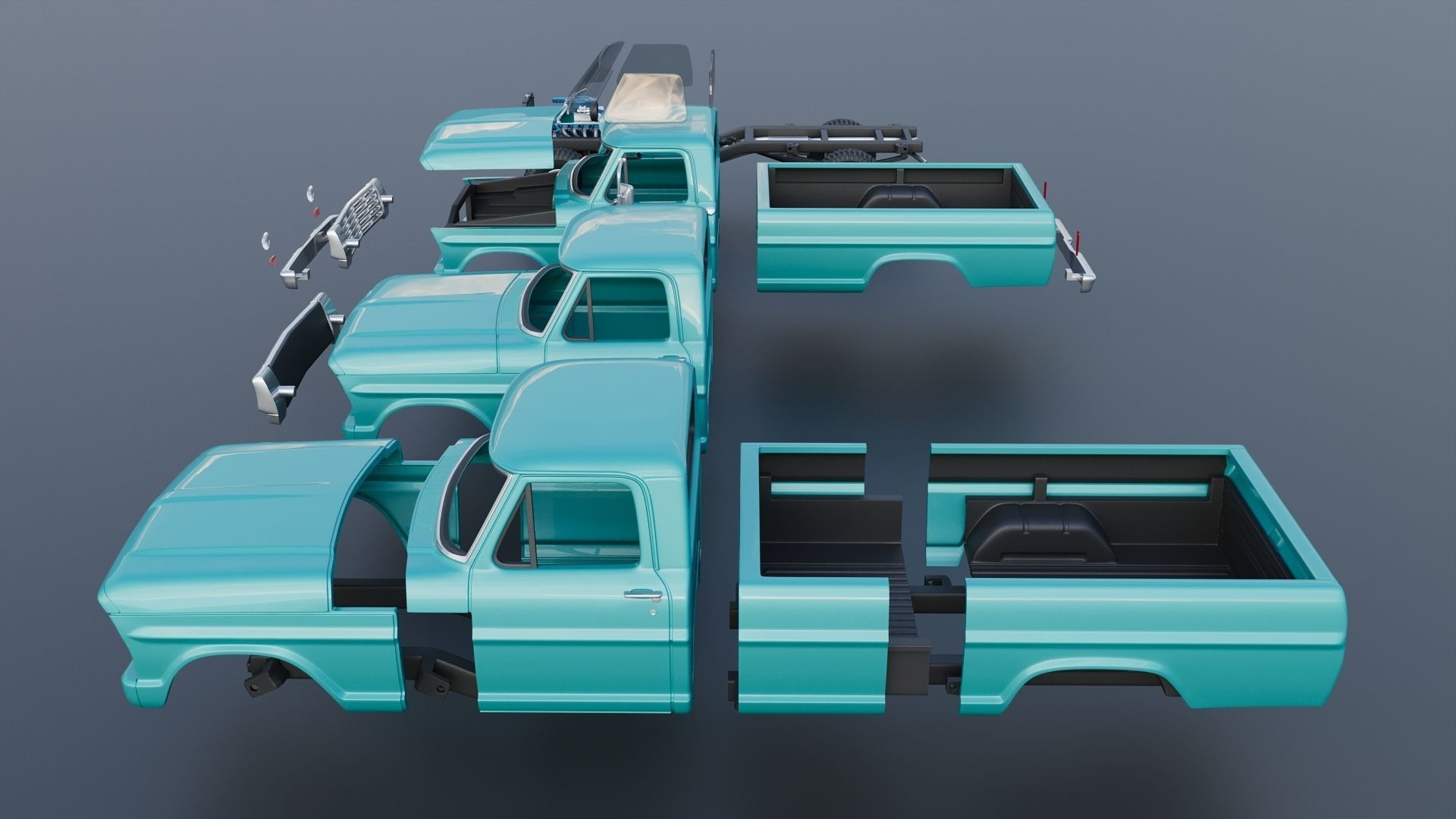 Pickup Truck F250 1969 3D print model_18