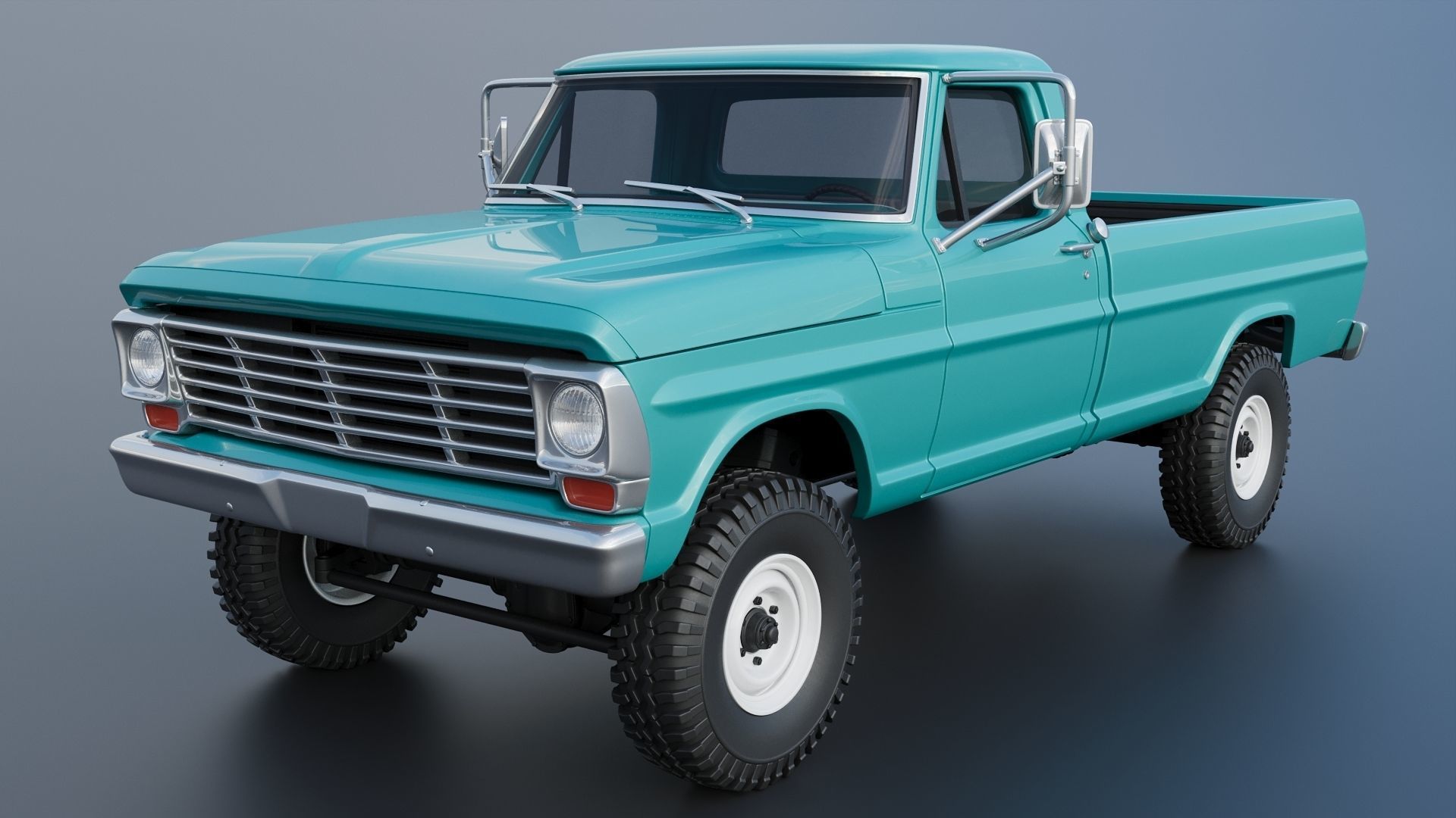 Pickup Truck F250 1969 3D print model_2