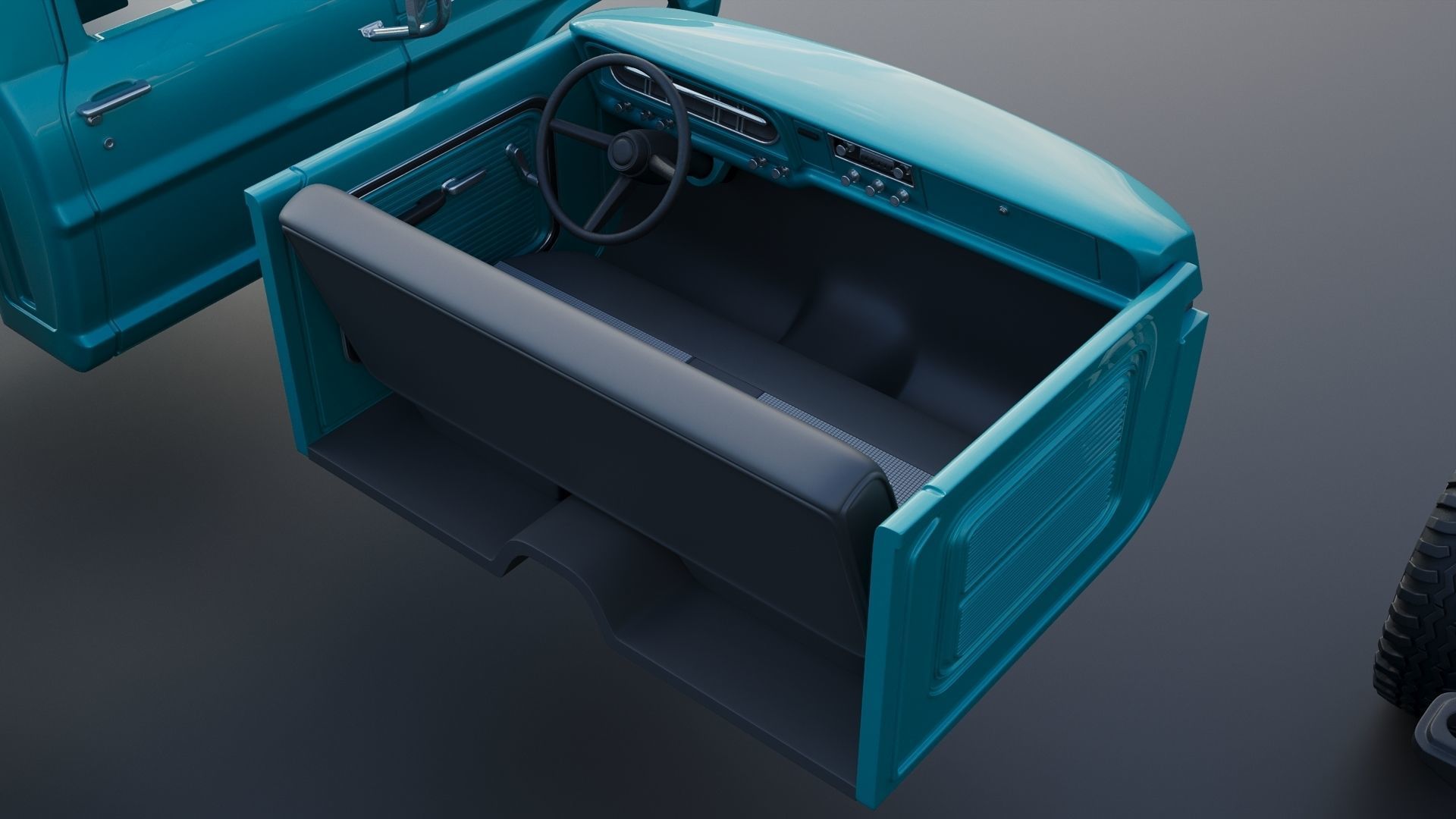 Pickup Truck F250 1969 3D print model_25