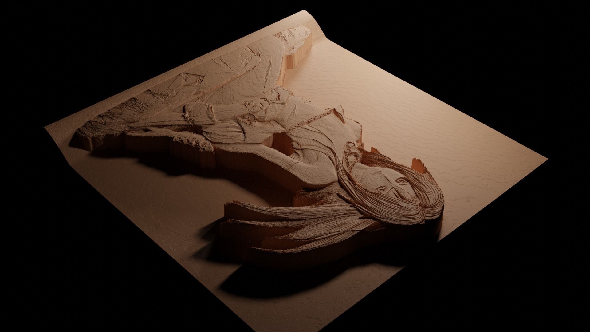 Kairi Kingdom Hearts CNC 3d Print High Relief Sand Casting 3D print model_3