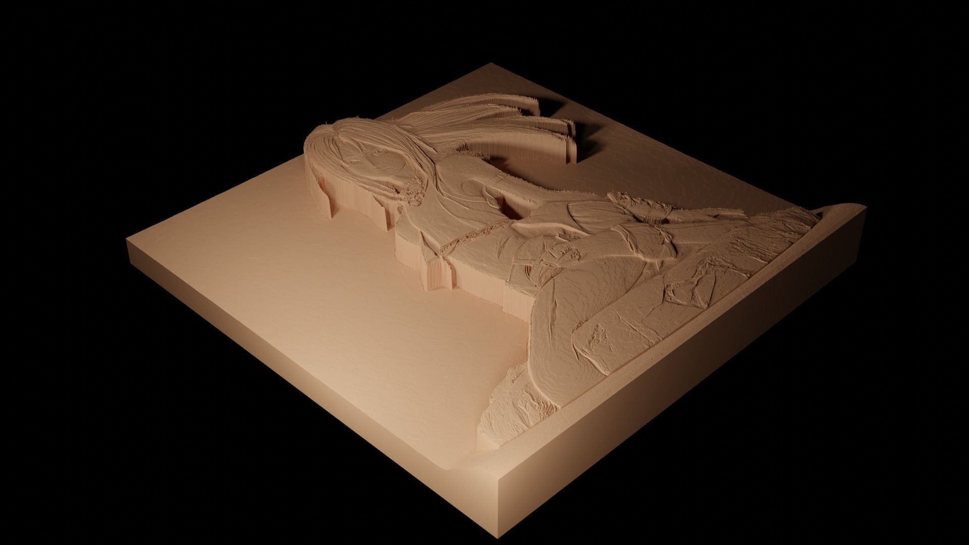 Kairi Kingdom Hearts CNC 3d Print High Relief Sand Casting 3D print model_2