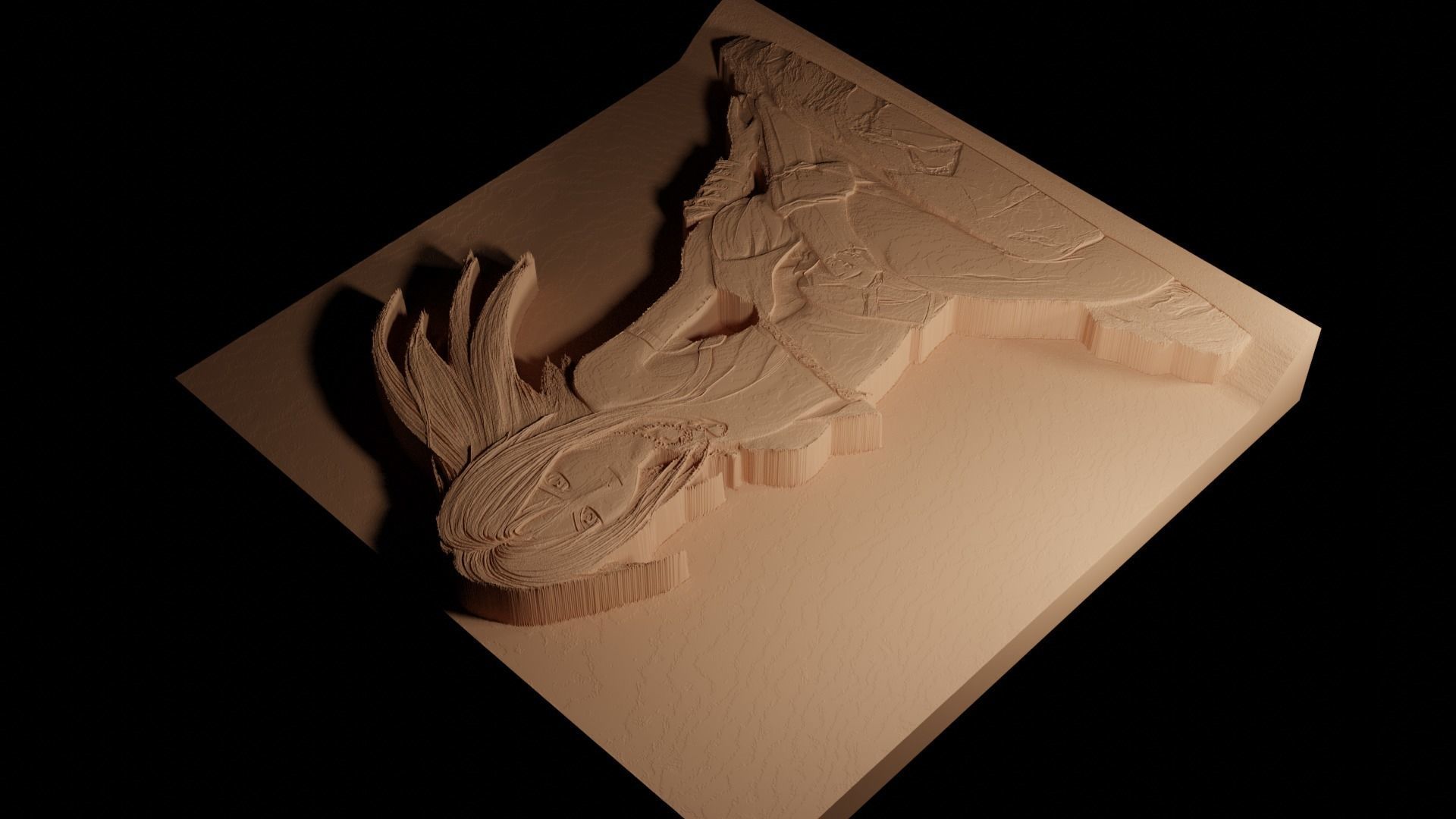 Kairi Kingdom Hearts CNC 3d Print High Relief Sand Casting 3D print model_4