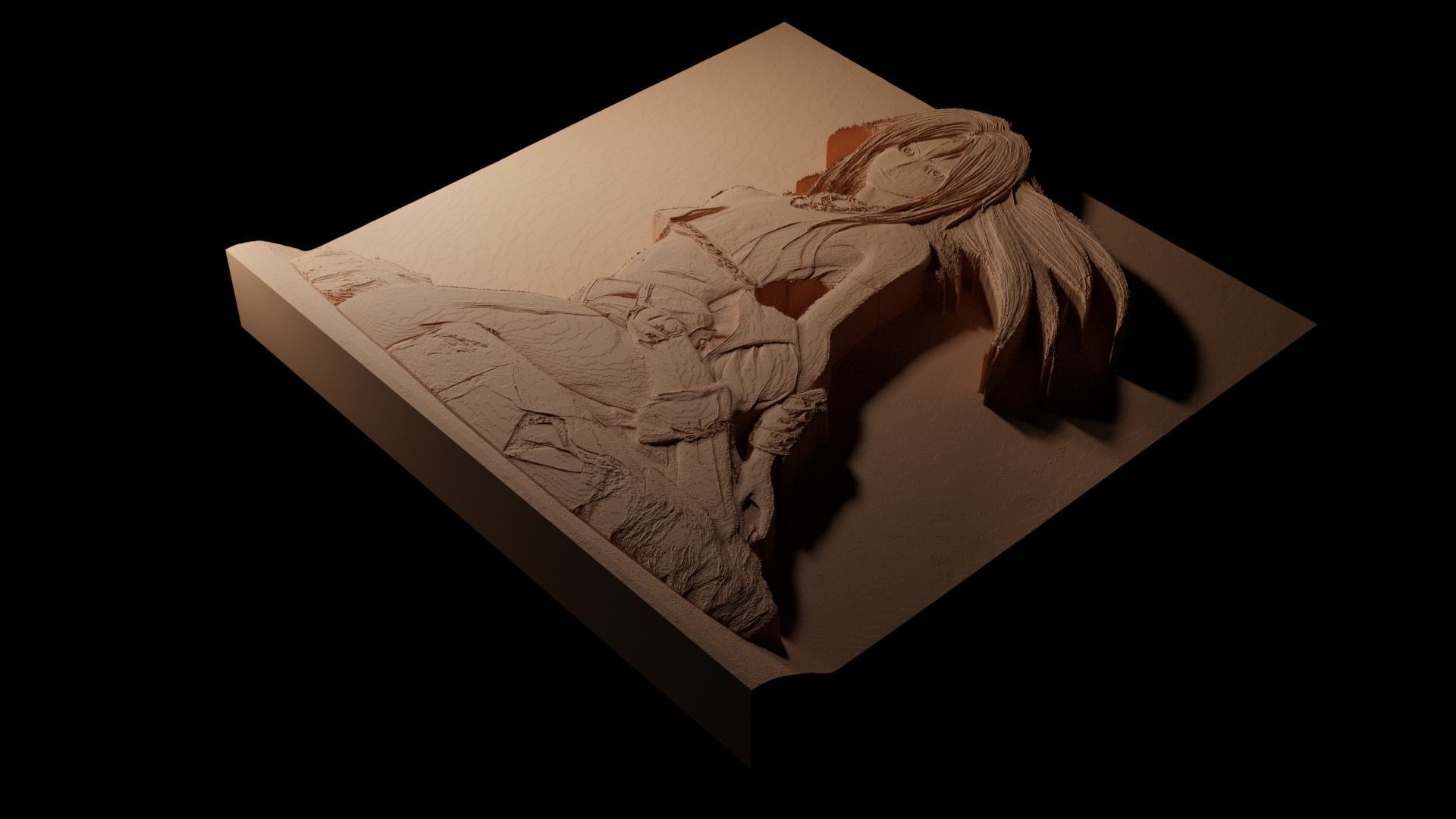 Kairi Kingdom Hearts CNC 3d Print High Relief Sand Casting 3D print model_1