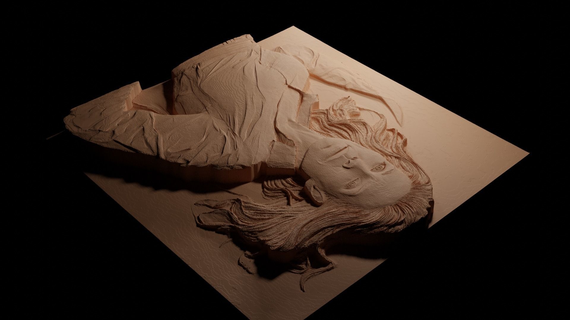 Julia Roberts CNC 3d Print High Relief Sand Casting 3D print model_3