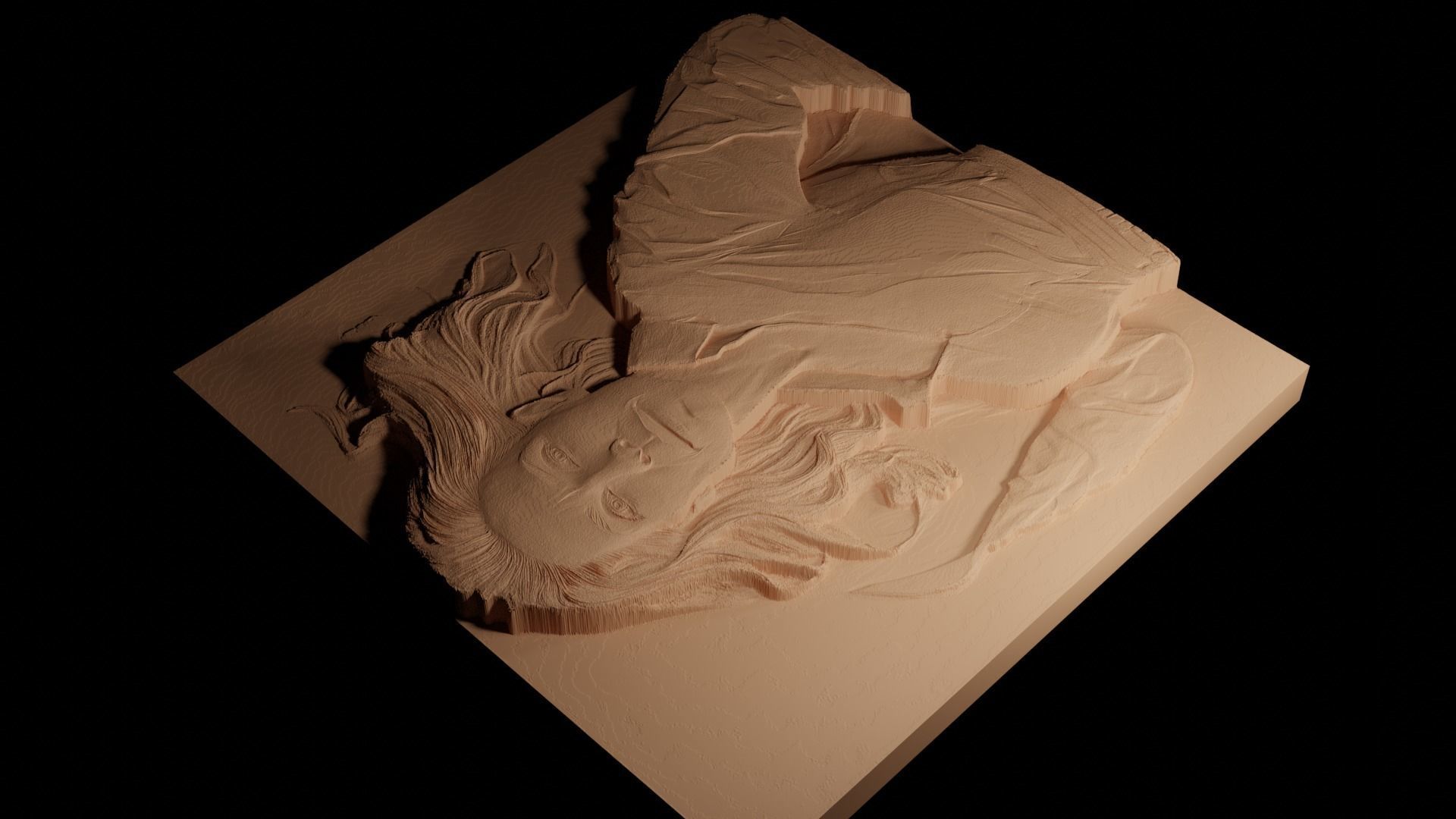 Julia Roberts CNC 3d Print High Relief Sand Casting 3D print model_4