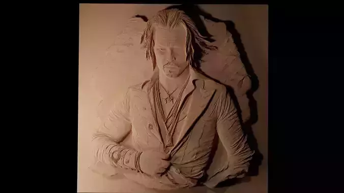 Johnny Depp CNC 3d Print High Relief Sand Casting 3D print model