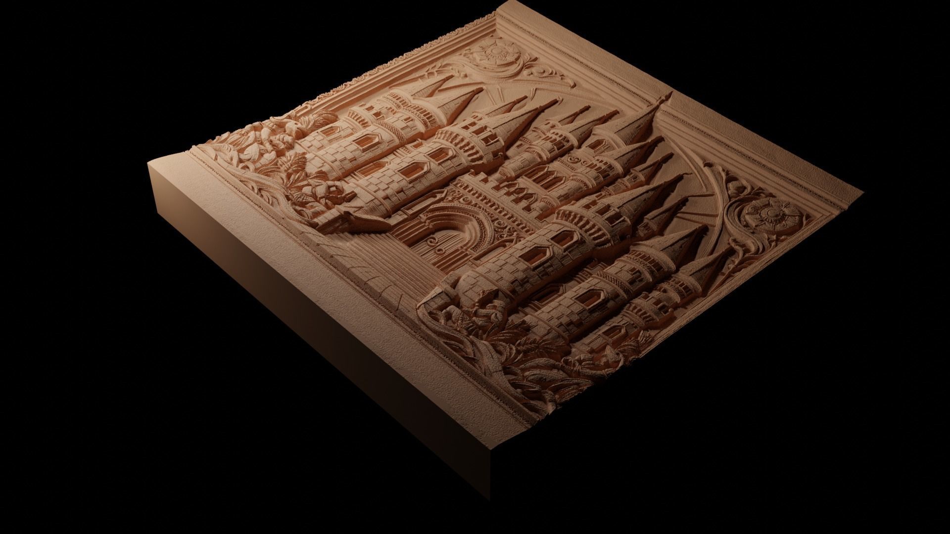 Medieval Castle CNC 3d Print High Relief Sand Casting 3D print model_1