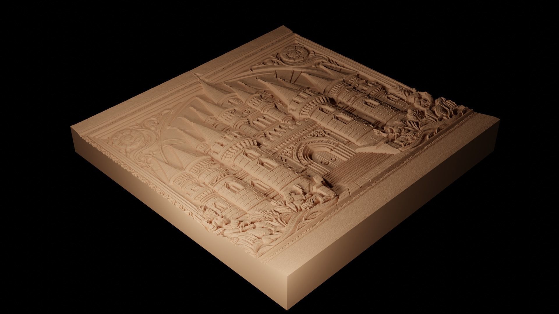 Medieval Castle CNC 3d Print High Relief Sand Casting 3D print model_2