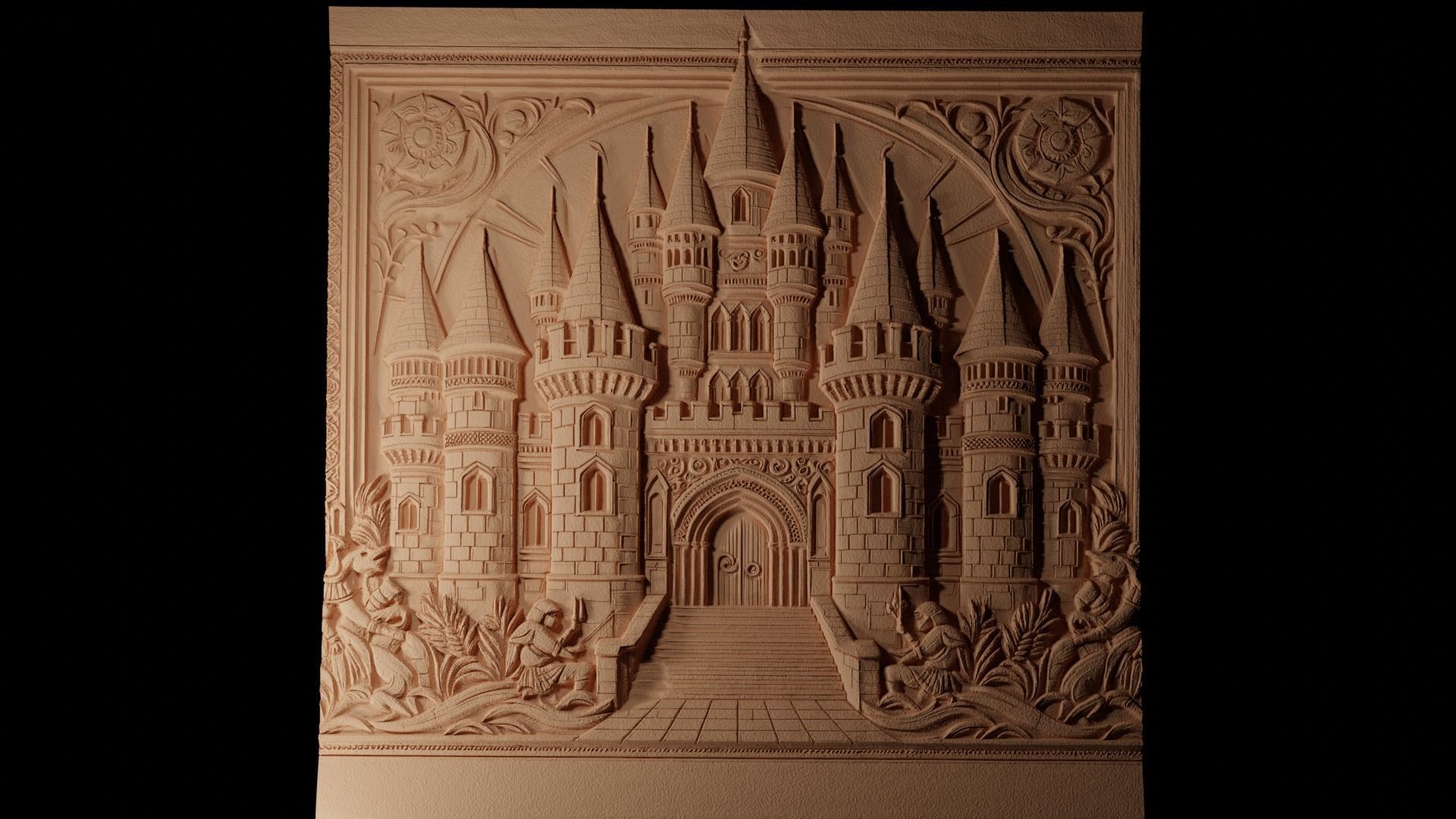 Medieval Castle CNC 3d Print High Relief Sand Casting 3D print model_0